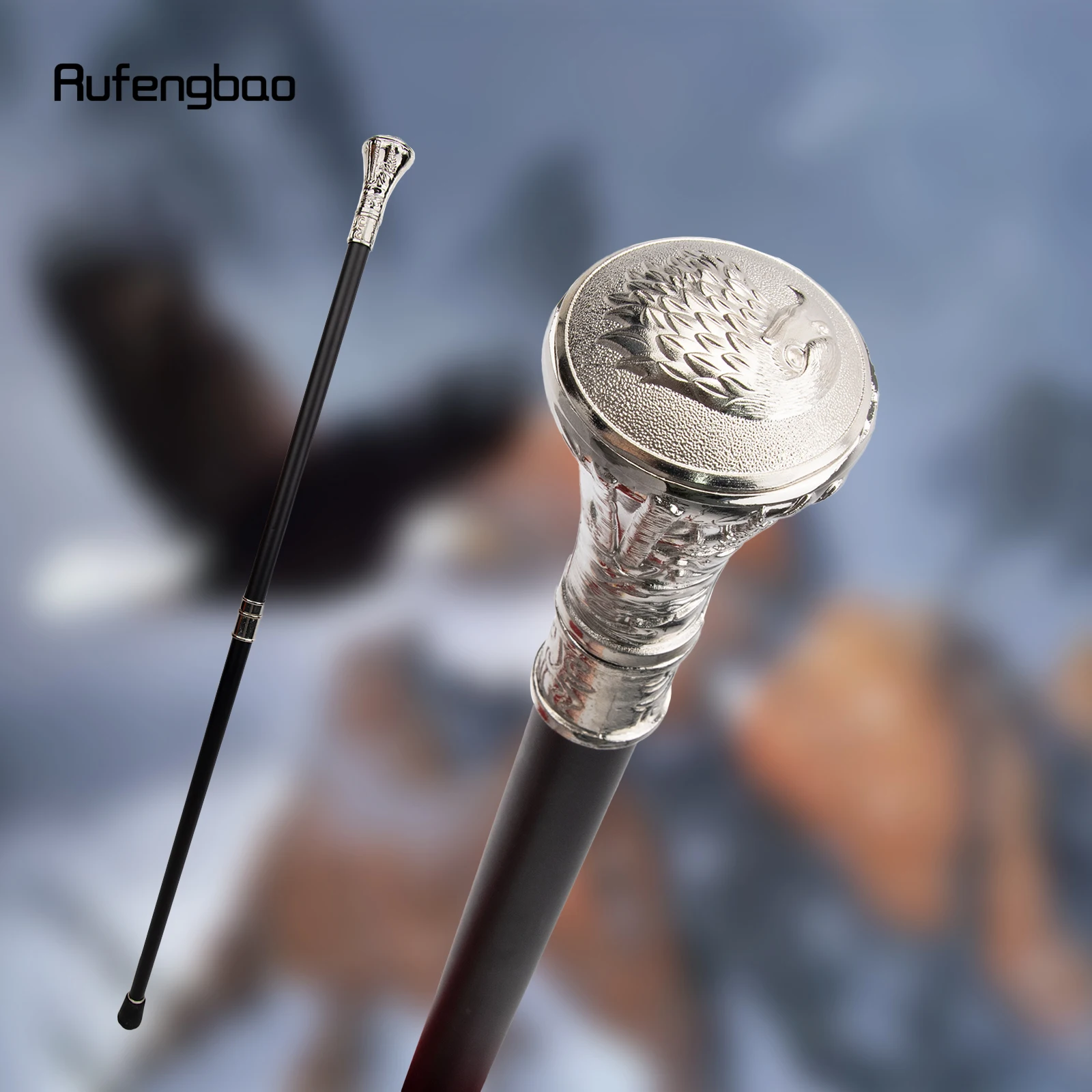 White Eagle Hawk Head Totem Relief Walking Stick with Hidden Plate Self Defense Fashion Cane Plate Cosplay Crosier Stick 93cm