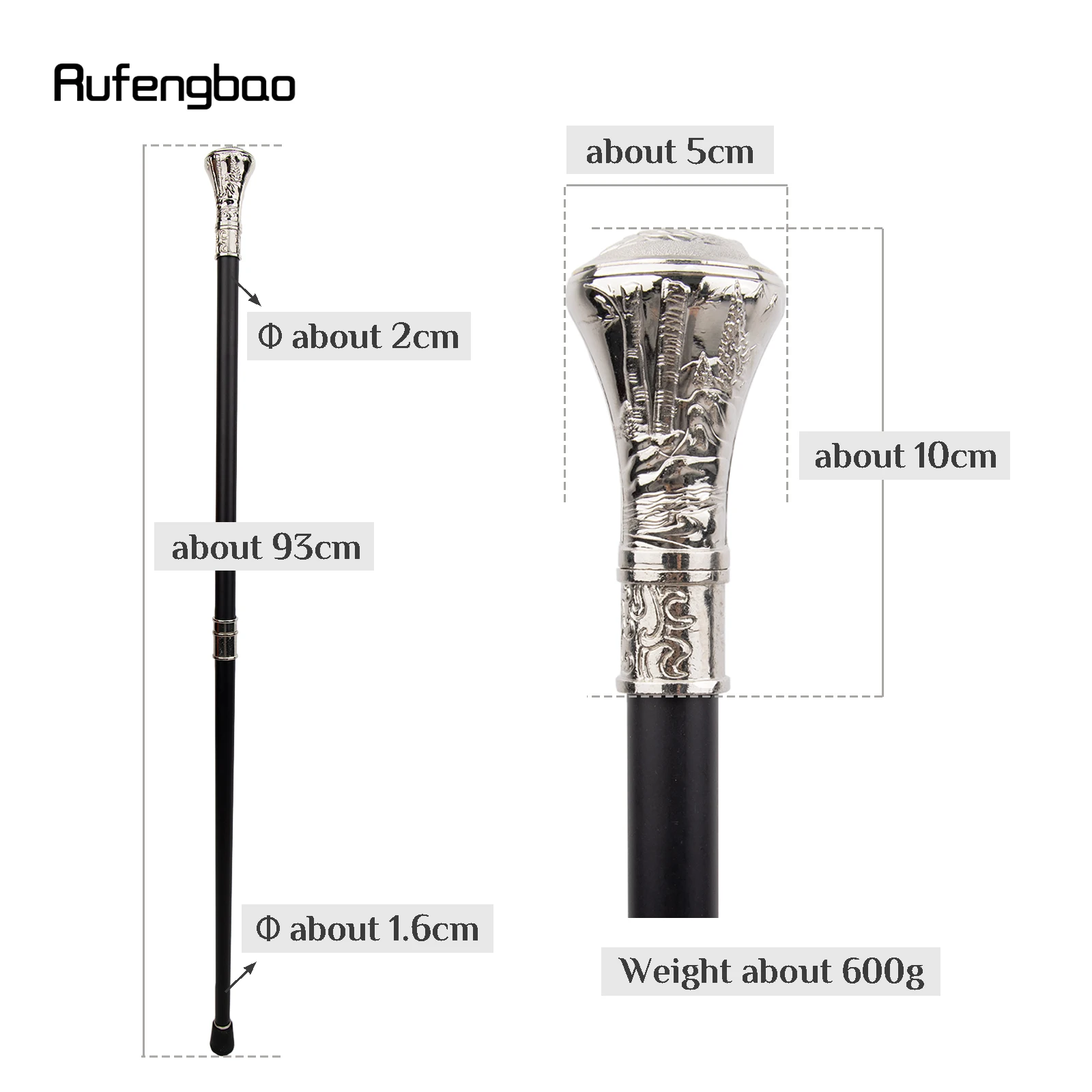 White Eagle Hawk Head Totem Relief Walking Stick with Hidden Plate Self Defense Fashion Cane Plate Cosplay Crosier Stick 93cm