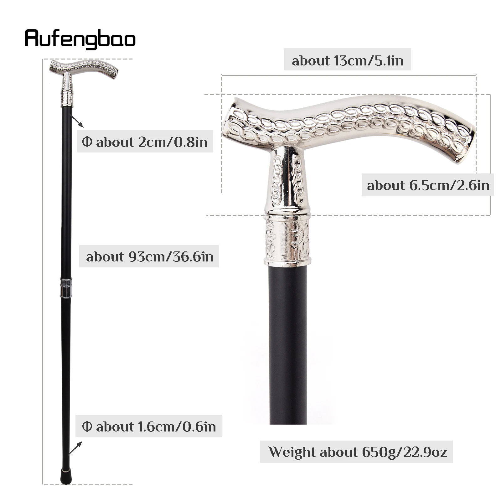 White Flower Wheatear Pattern Handle Walking Stick with Hidden Plate Self Defense Fashion Cane Plate Cosplay Crosier Stick 93cm