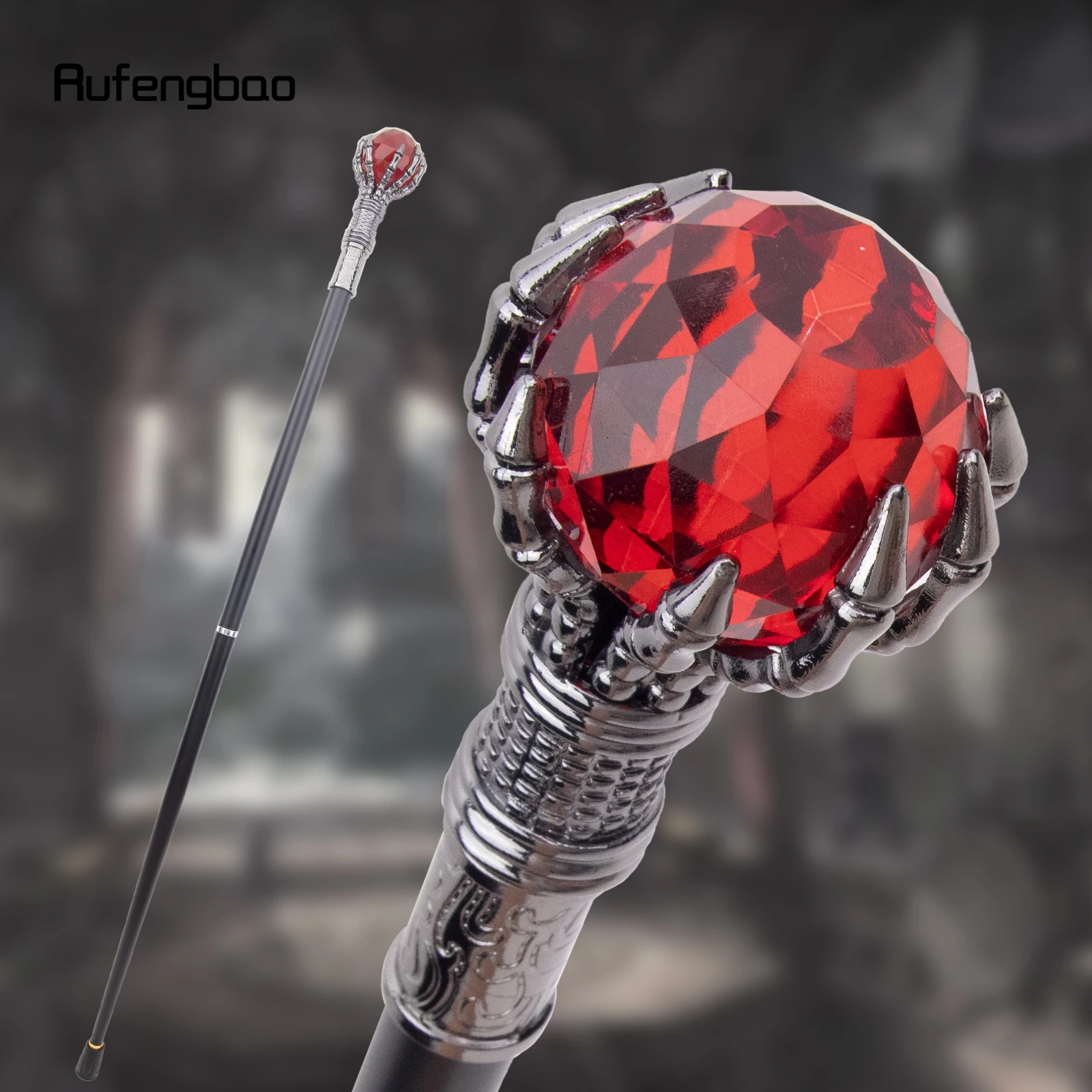 Red Glass Ball Steampunk Cane Fashion Decorative Stick Gentleman Luxury Crosier Knob Walking Stick 93cm
