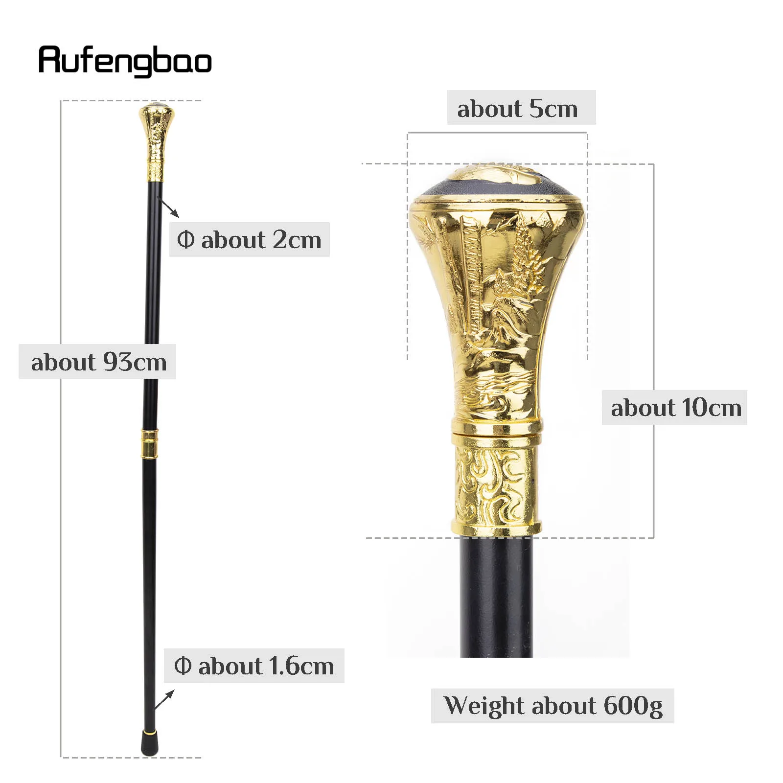 Gold Luxury Wolf Head Totem Relief Walking Stick with Hidden Sword Self Defense Fashion Cane Sword Cosplay Crosier Stick 93cm
