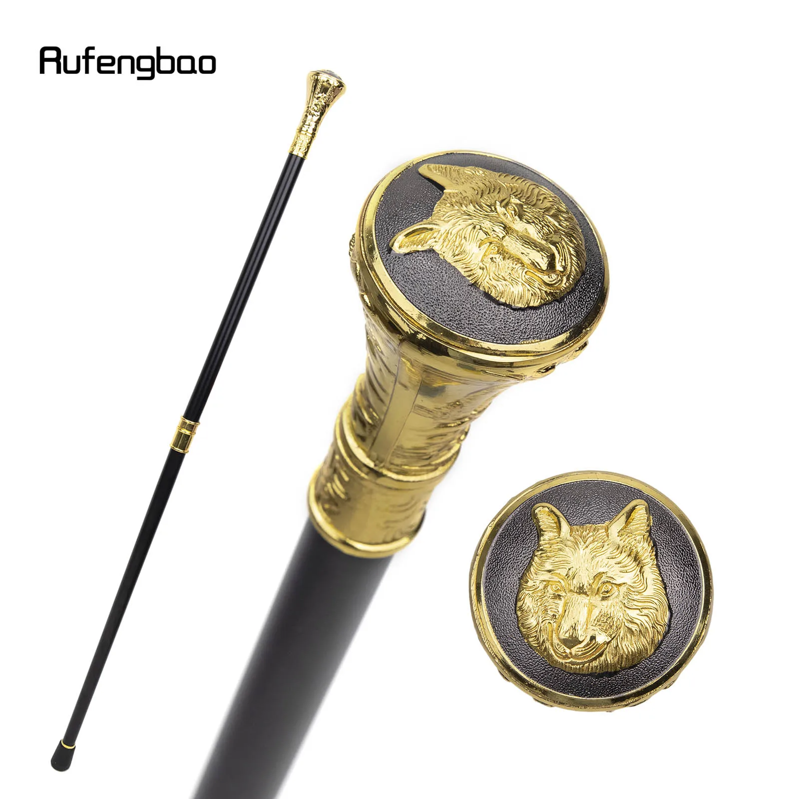 Gold Luxury Wolf Head Totem Relief Walking Stick with Hidden Sword Self Defense Fashion Cane Sword Cosplay Crosier Stick 93cm