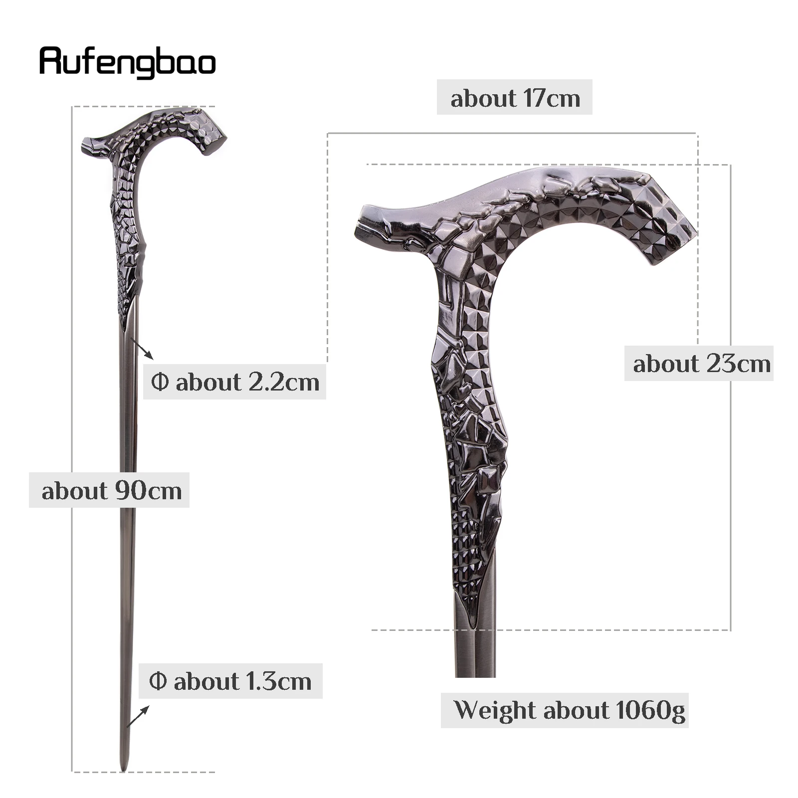 Sliver Luxury Stick Aluminum Alloy Single Joint Walking Stick Cane Decorative Cospaly Party Halloween Steampunk Crosier 90cm