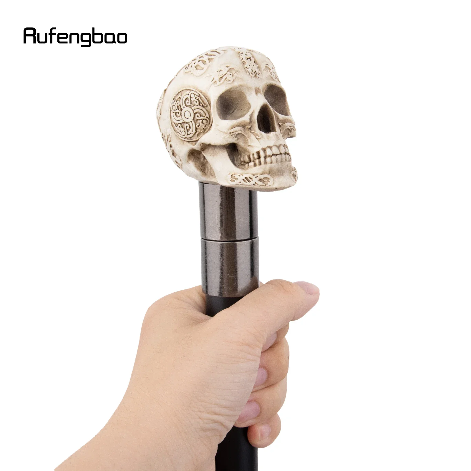 White Resin Skull Monster Head Walking Cane Fashion Decorative Steel Stick Gentleman Elegant Cosplay Cane Knob Crosier 94cm