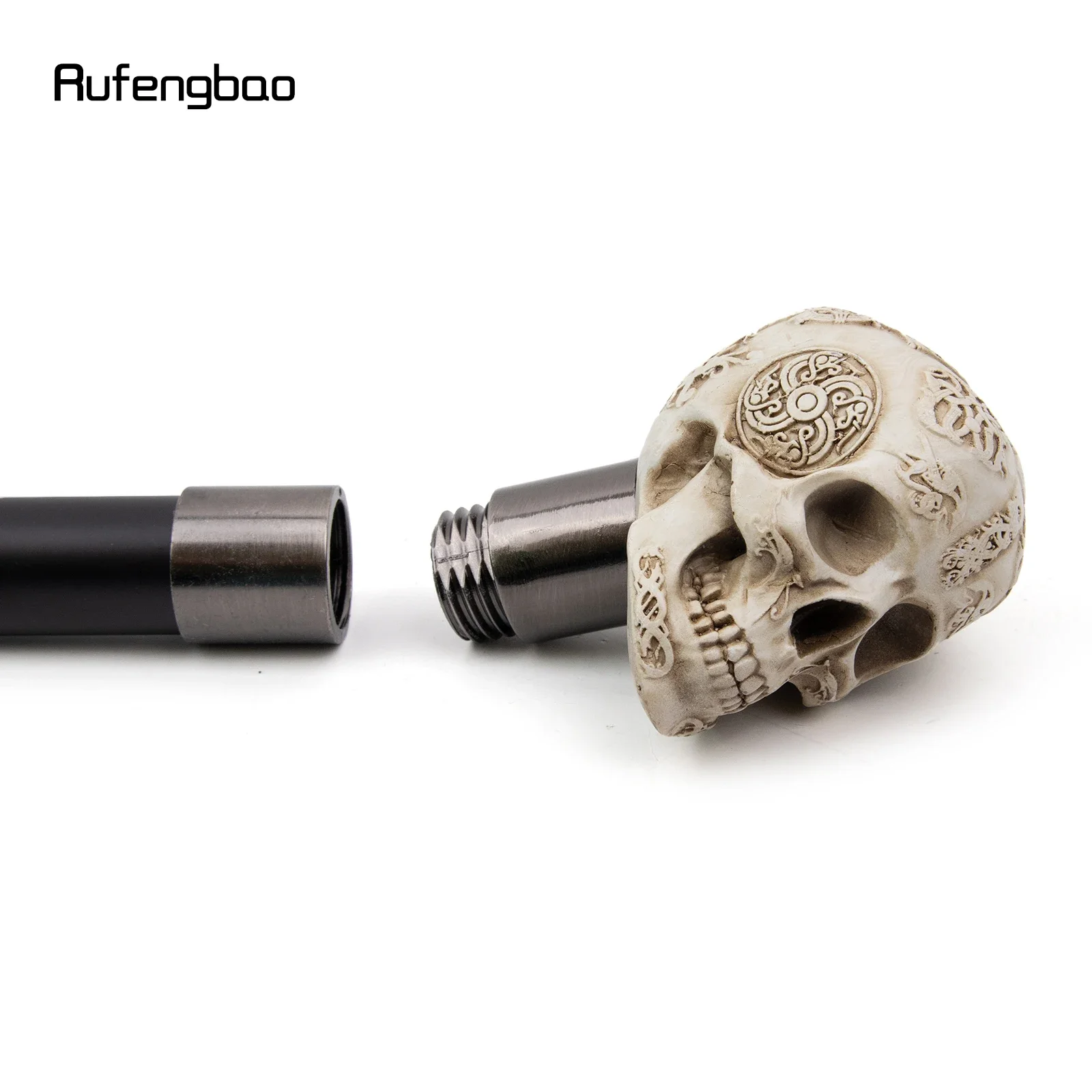 White Resin Skull Monster Head Walking Cane Fashion Decorative Steel Stick Gentleman Elegant Cosplay Cane Knob Crosier 94cm