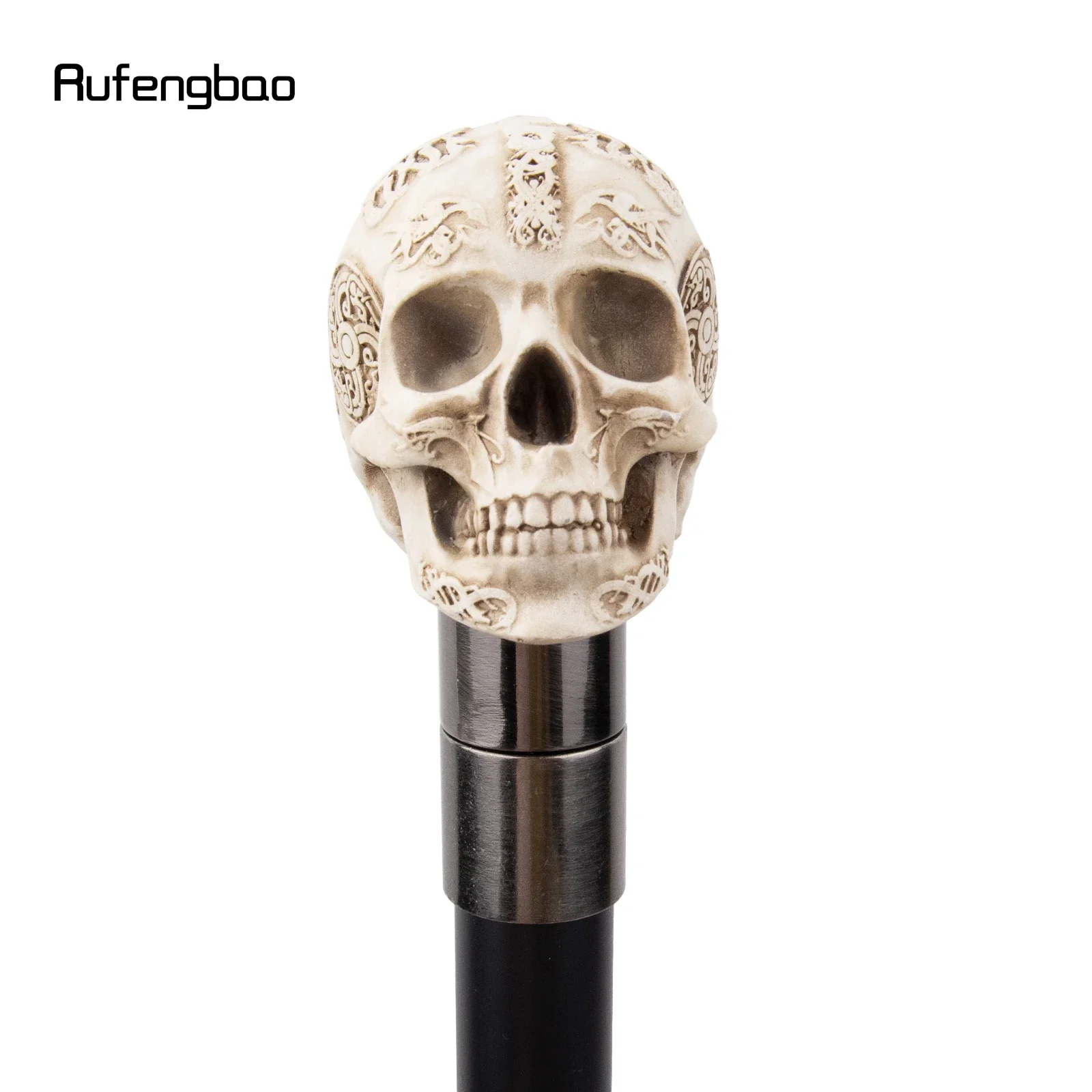 White Resin Skull Monster Head Walking Cane Fashion Decorative Steel Stick Gentleman Elegant Cosplay Cane Knob Crosier 94cm