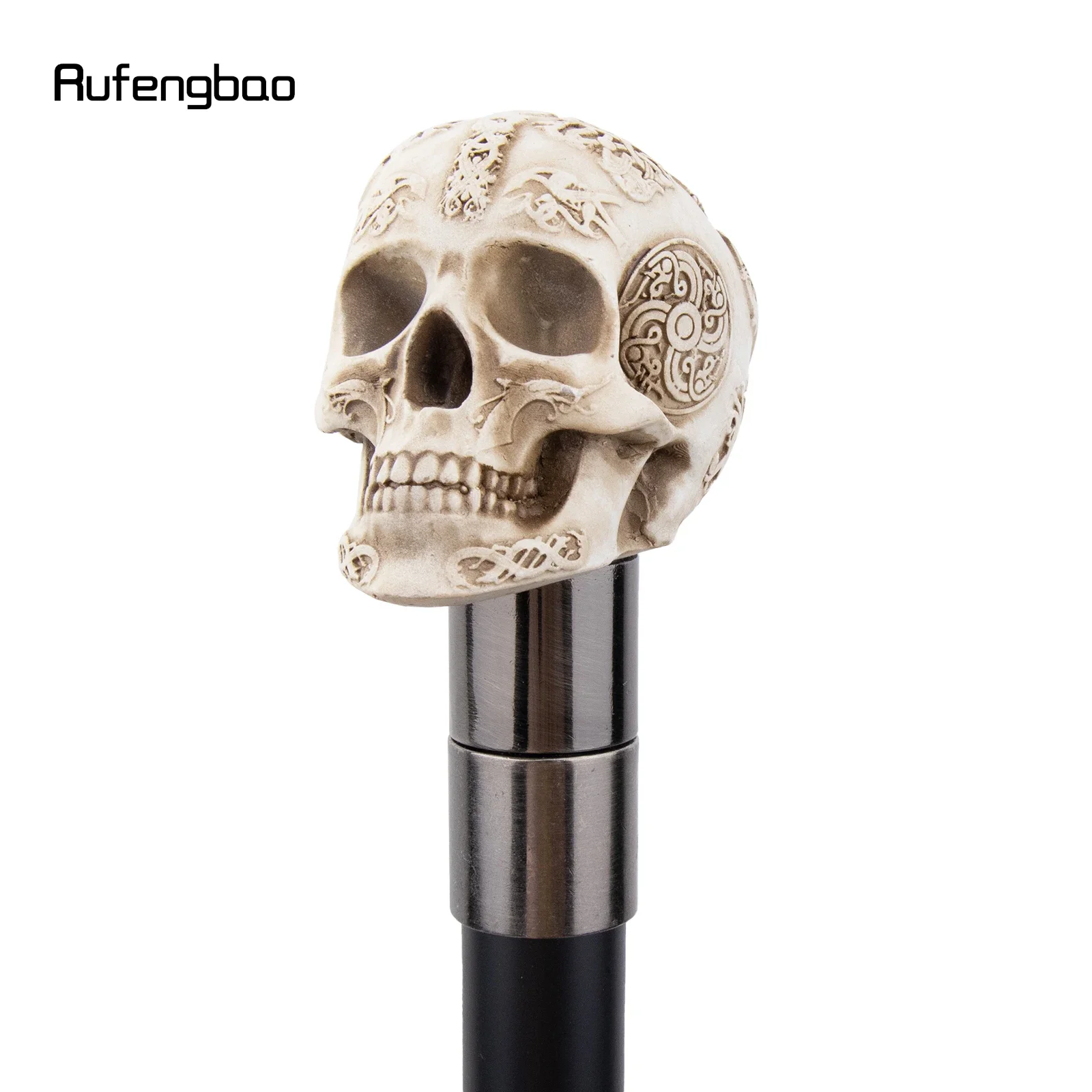 White Resin Skull Monster Head Walking Cane Fashion Decorative Steel Stick Gentleman Elegant Cosplay Cane Knob Crosier 94cm