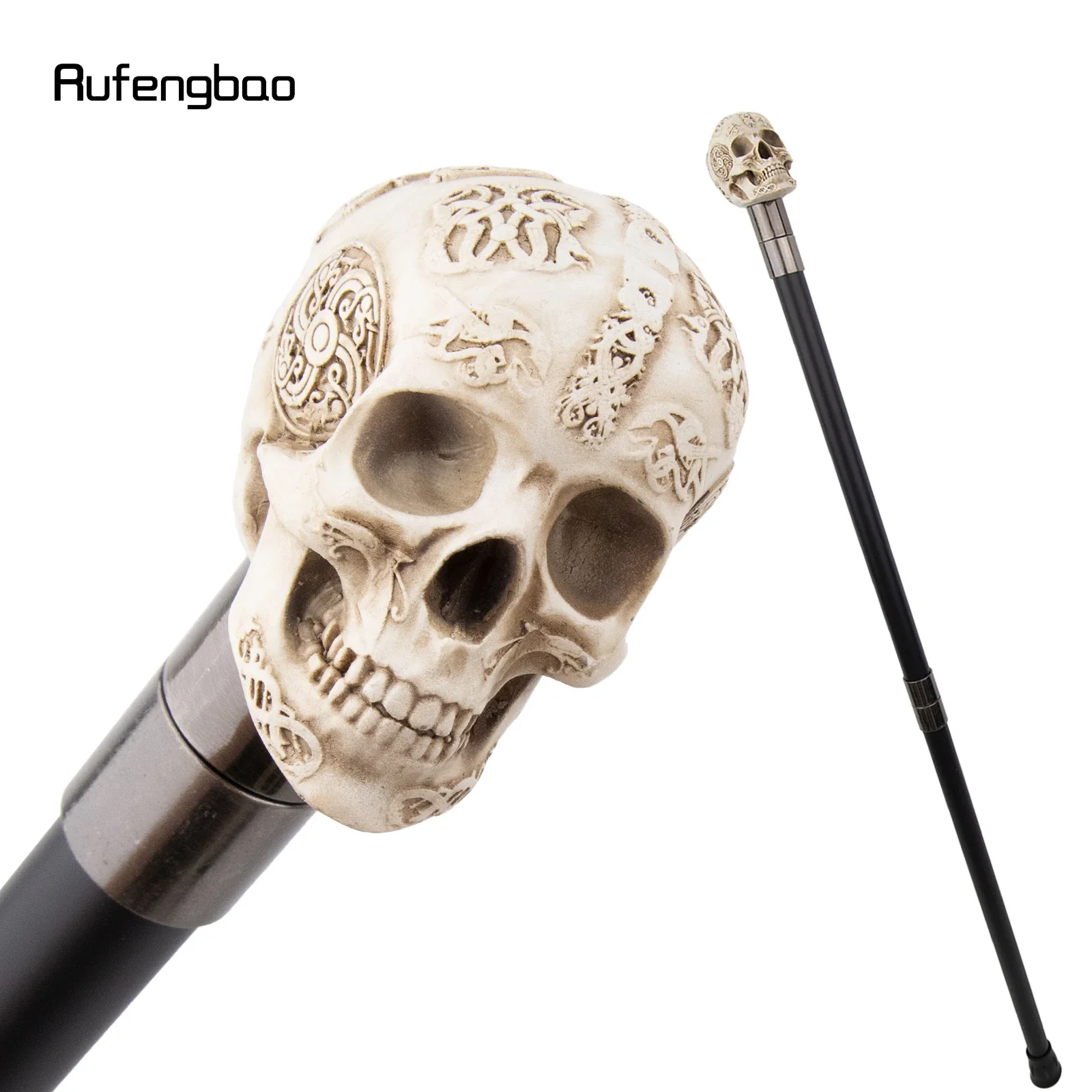 White Resin Skull Monster Head Walking Cane Fashion Decorative Steel Stick Gentleman Elegant Cosplay Cane Knob Crosier 94cm