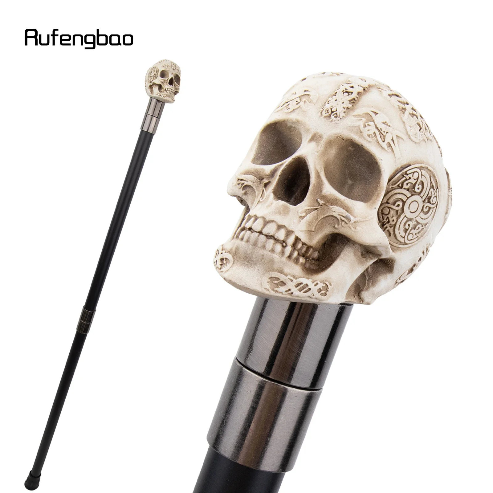 White Resin Skull Monster Head Walking Cane Fashion Decorative Steel Stick Gentleman Elegant Cosplay Cane Knob Crosier 94cm