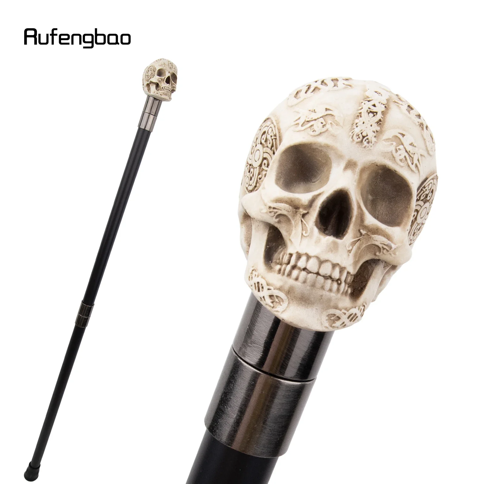White Resin Skull Monster Head Walking Cane Fashion Decorative Steel Stick Gentleman Elegant Cosplay Cane Knob Crosier 94cm