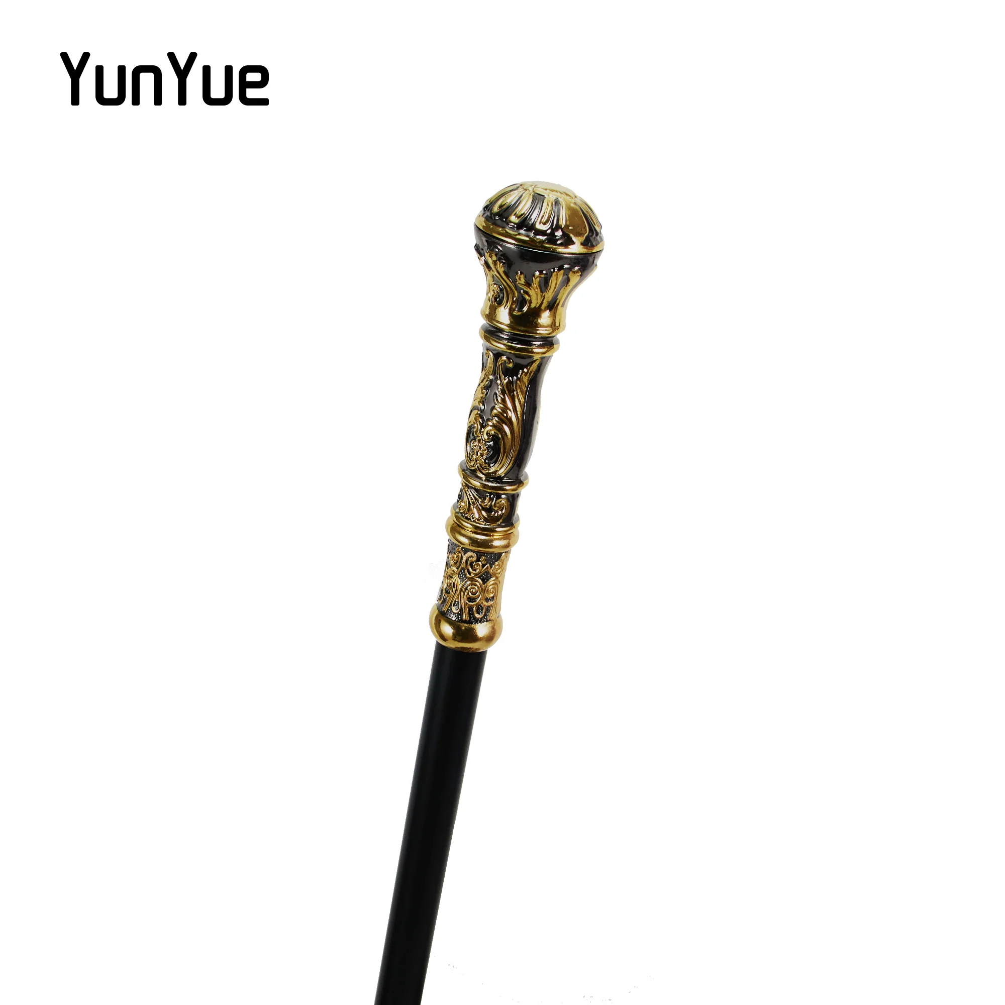 Golden Black Luxury Round Handle Fashion Walking Stick for Party Suits Decorative Walking Canes Gentlemen Elegant Vintage Cane
