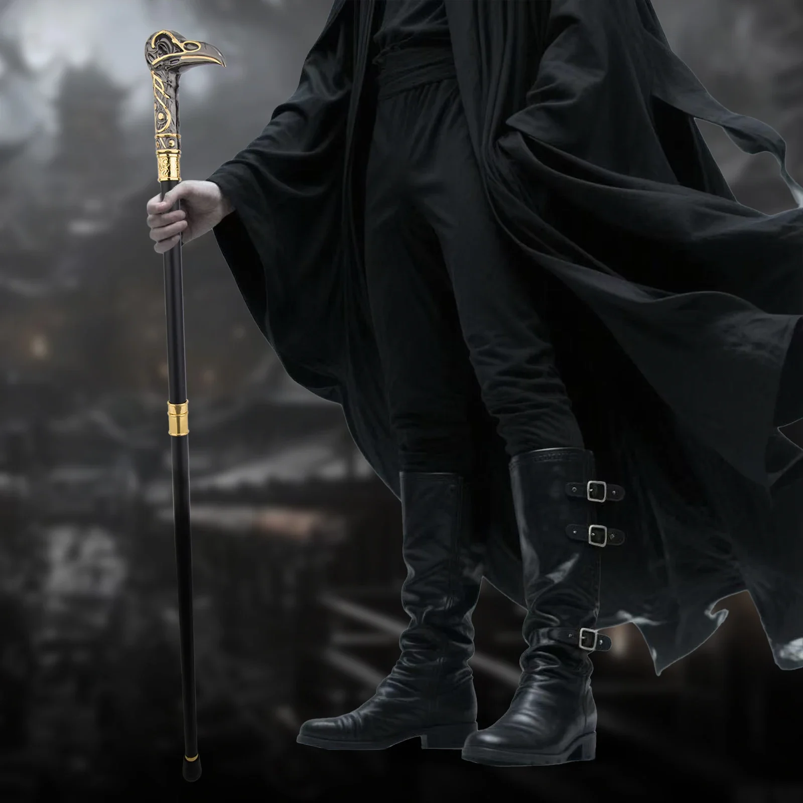Perfect For Gentlemen And Cosplay Steampunk, Or Everyday Use, Perfect Gift For Lovers Or Collectors Fantasy Cane Yellow Black