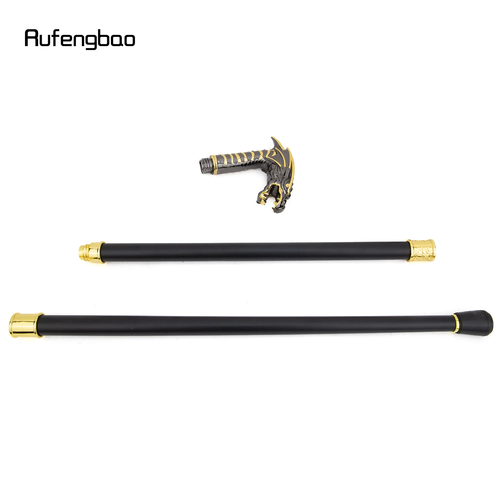 Golden Black Dragon Head Walking Cane Fashion Decorative Walking Stick Cosplay Cane Knob Crosier Performance Stage Cane 93cm