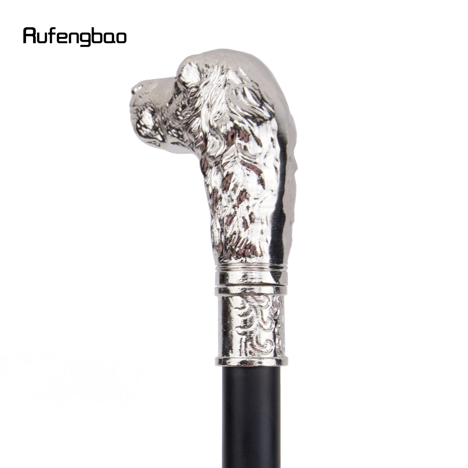 White Loyal Dog Head Walking Cane Fashion Decorative Walking Stick Gentleman Elegant Cosplay Cane Knob Crosier 93cm