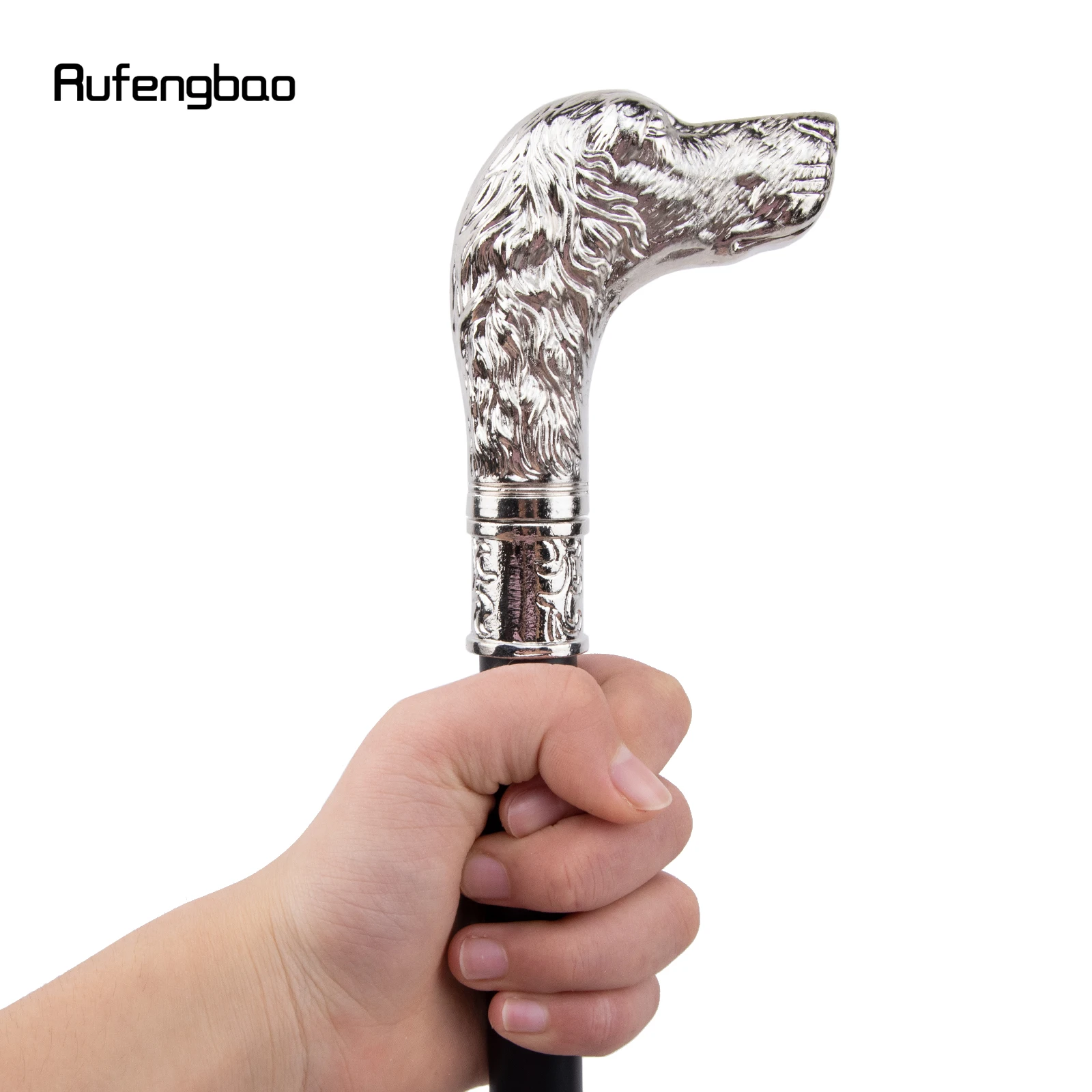 White Loyal Dog Head Walking Cane Fashion Decorative Walking Stick Gentleman Elegant Cosplay Cane Knob Crosier 93cm