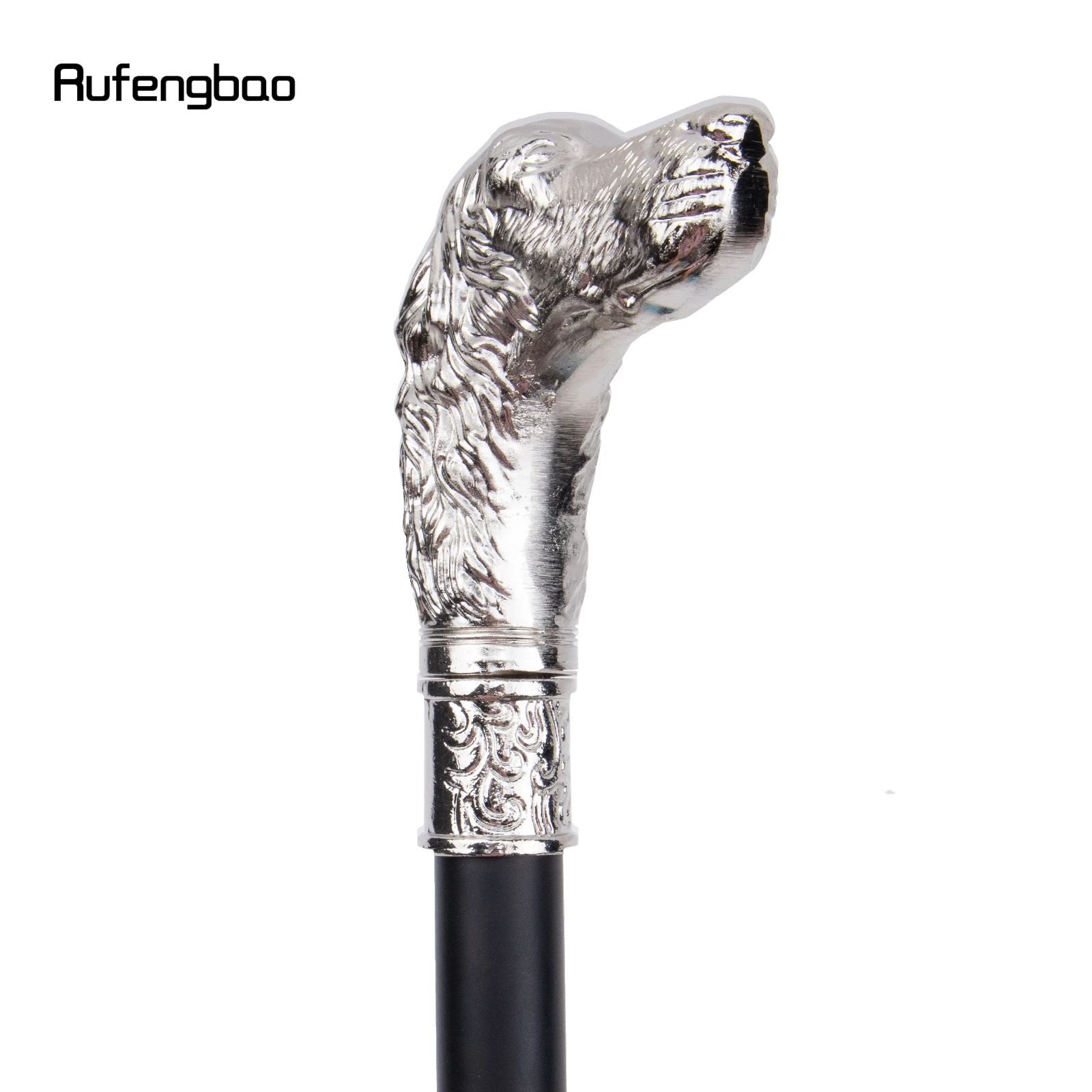 White Loyal Dog Head Walking Cane Fashion Decorative Walking Stick Gentleman Elegant Cosplay Cane Knob Crosier 93cm