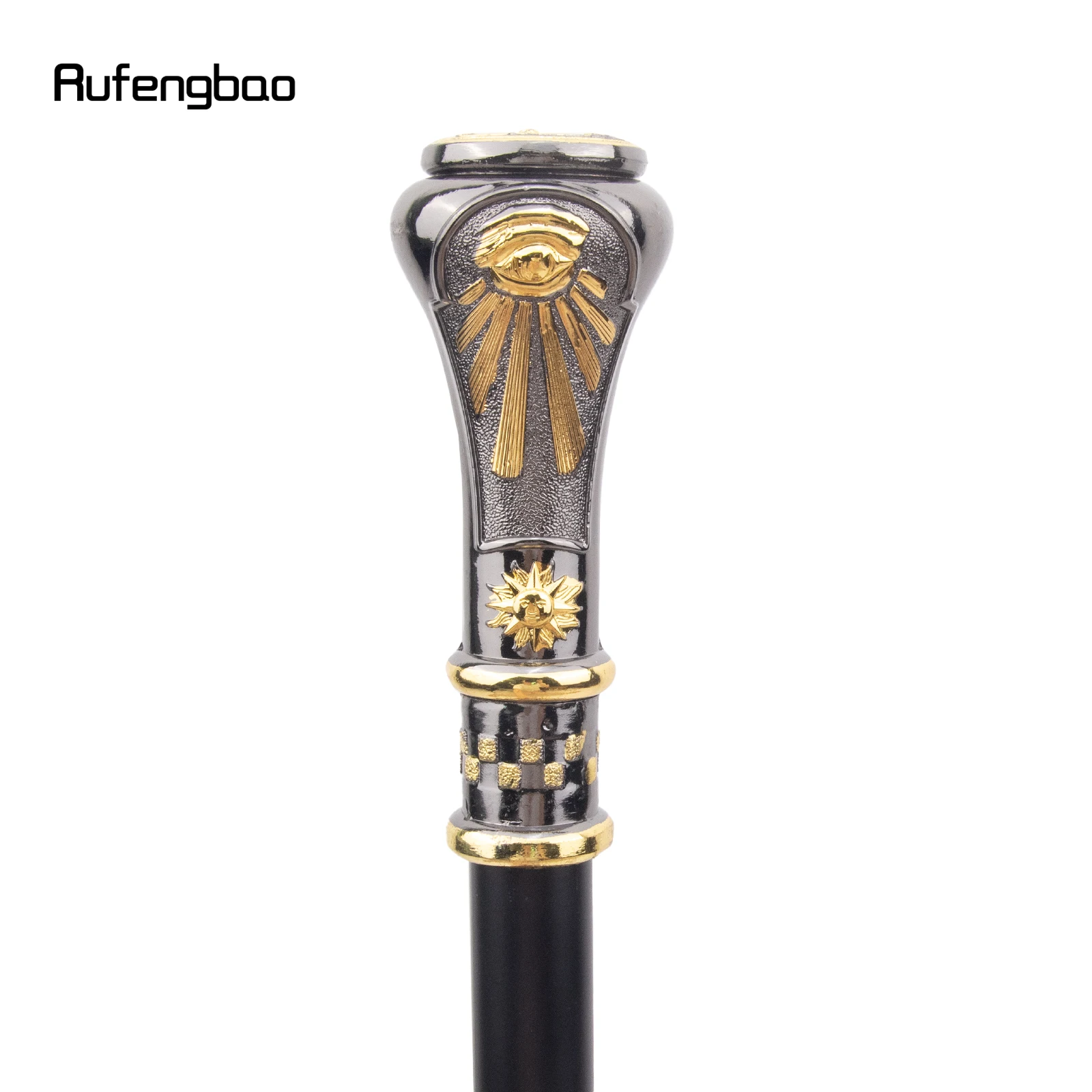 Golden Black Freemasonry Freemasons VG Totem Relief Walking Cane Fashion Walking Stick Gentleman Crosier Knob Walking Stick 93cm