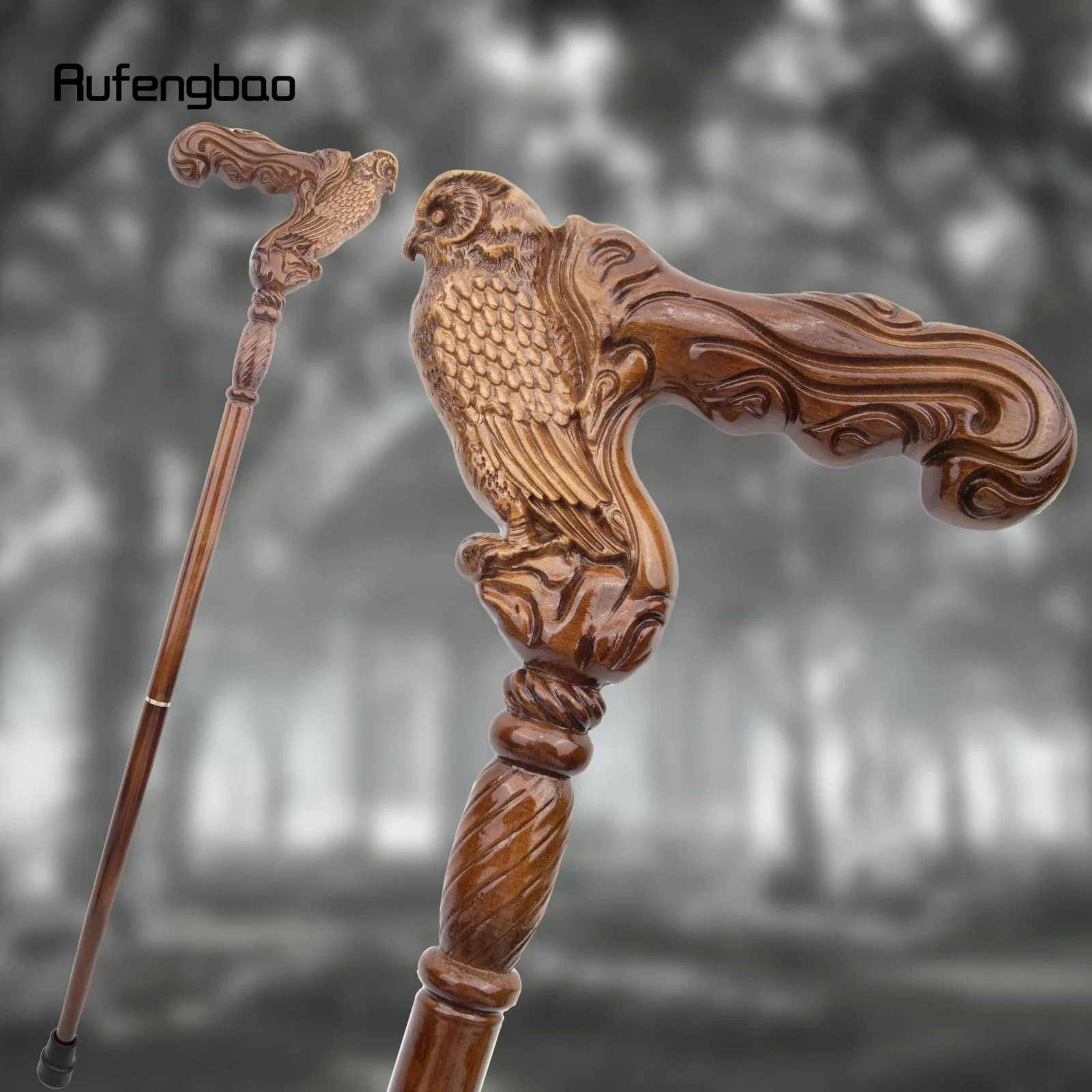Brown Owl Eagle Wooden Fashion Stick Decorative Vampire Party Wood Cane Mace Wand Crosier 94cm Performance Stage Cane