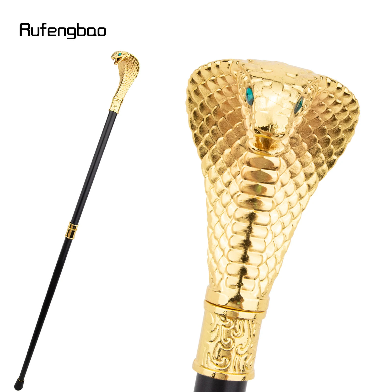 Golden Luxury Cobra Snake Handle Fashion Walking Stick Cane Elegant Crosier Knob Walking Stick 94cm Performance Stage Cane