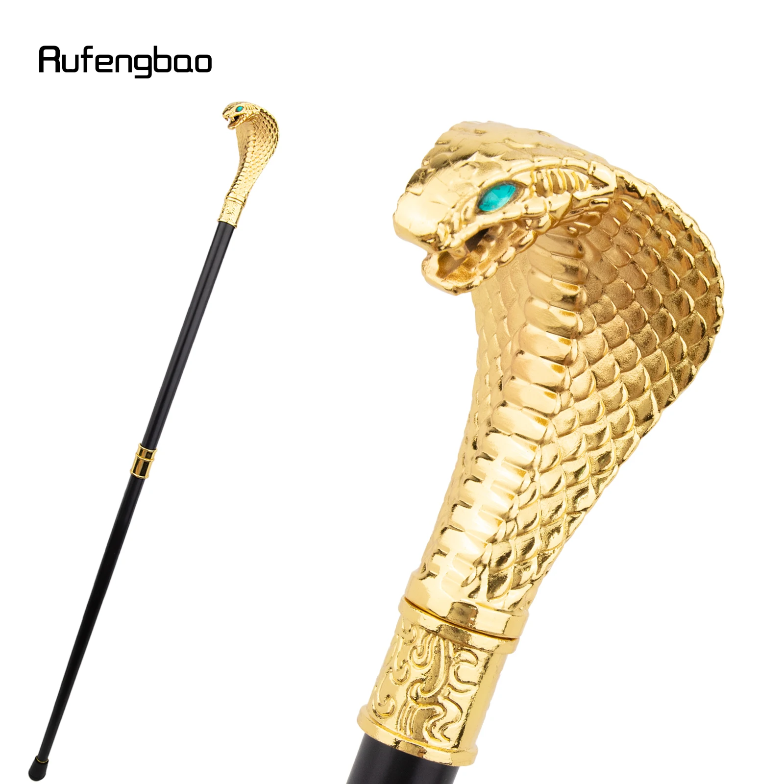 Golden Luxury Cobra Snake Handle Fashion Walking Stick Cane Elegant Crosier Knob Walking Stick 94cm Performance Stage Cane
