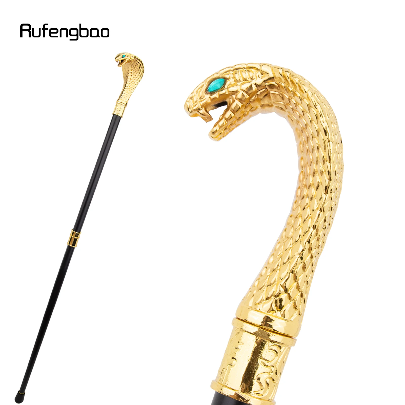 Golden Luxury Cobra Snake Handle Fashion Walking Stick Cane Elegant Crosier Knob Walking Stick 94cm Performance Stage Cane