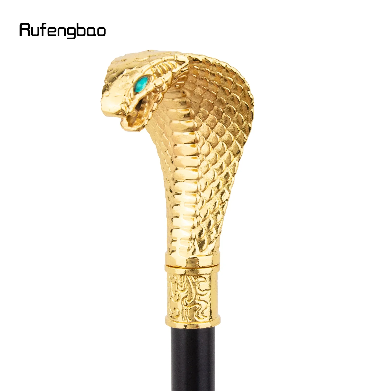 Golden Luxury Cobra Snake Handle Fashion Walking Stick Cane Elegant Crosier Knob Walking Stick 94cm Performance Stage Cane