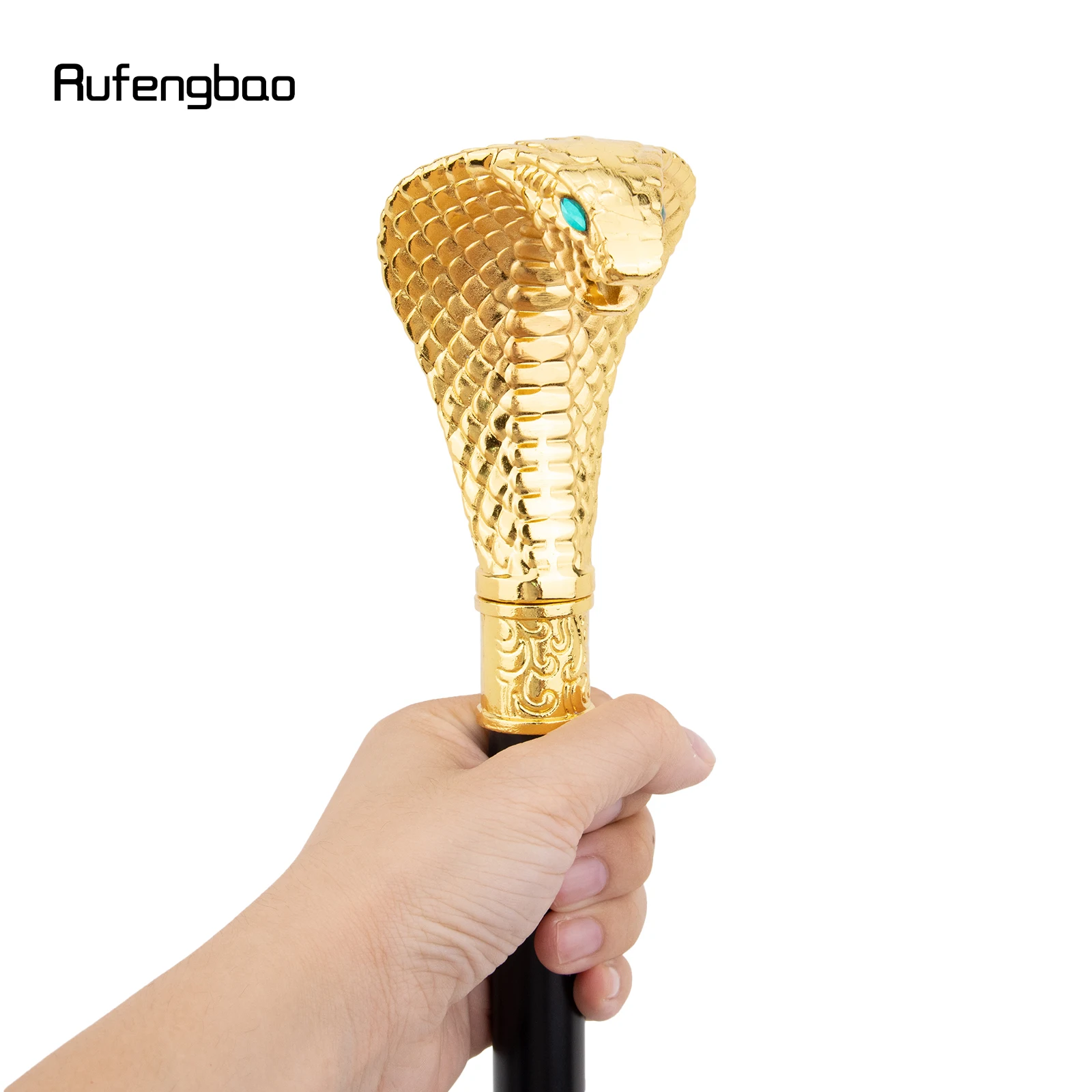 Golden Luxury Cobra Snake Handle Fashion Walking Stick Cane Elegant Crosier Knob Walking Stick 94cm Performance Stage Cane