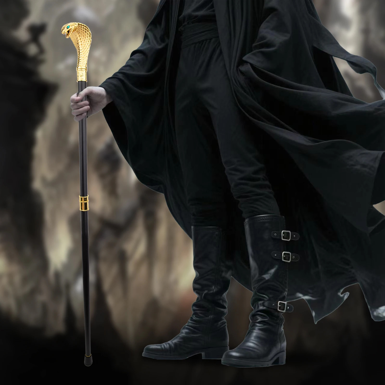 Golden Luxury Cobra Snake Handle Fashion Walking Stick Cane Elegant Crosier Knob Walking Stick 94cm Performance Stage Cane