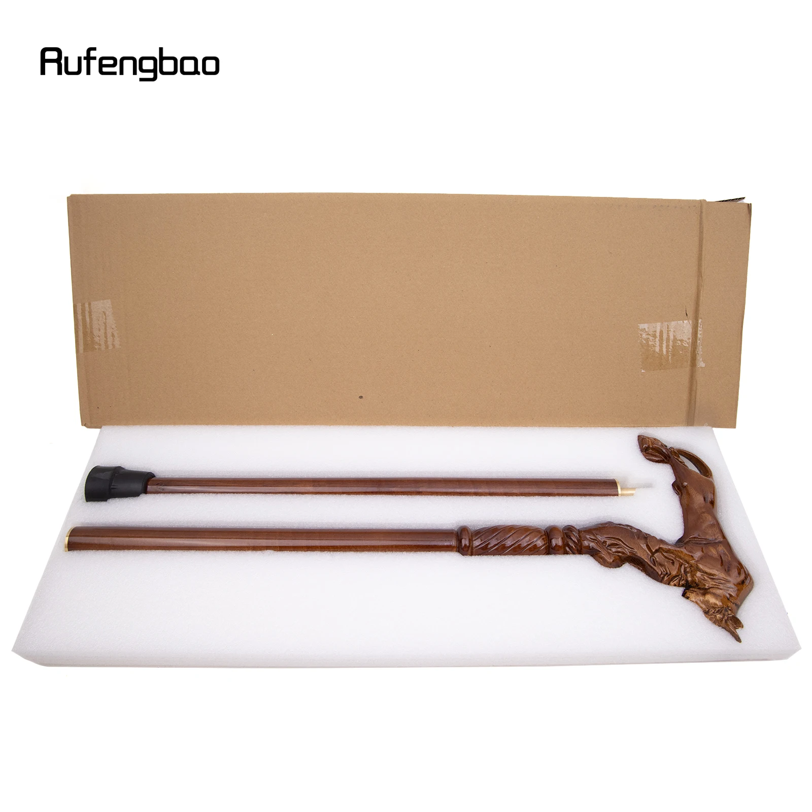 Fighting Bull Brown Wooden Fashion Stick Decorative Vampire Cospaly Party Wood Walking Cane Performance stage Cane 96cm