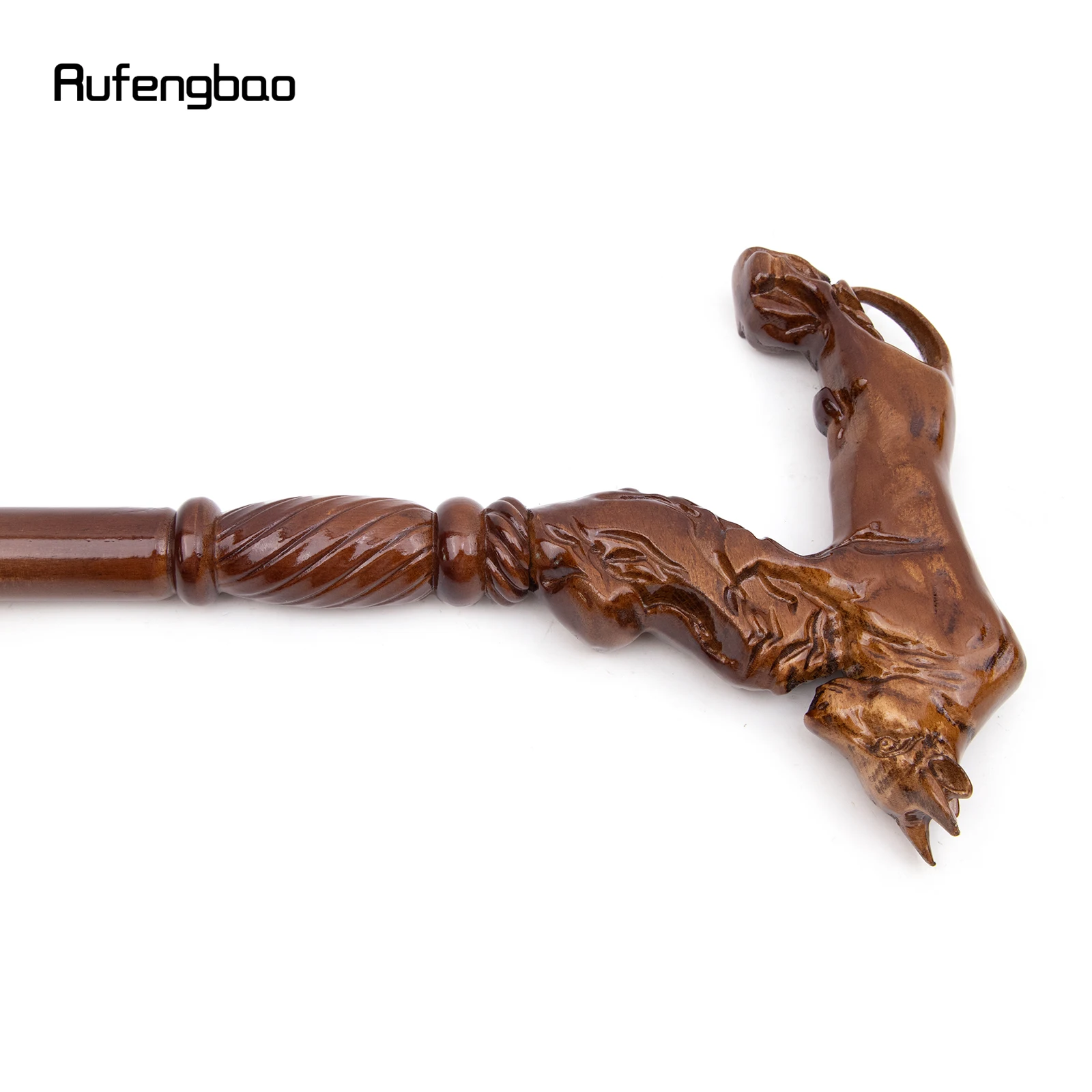 Fighting Bull Brown Wooden Fashion Stick Decorative Vampire Cospaly Party Wood Walking Cane Performance stage Cane 96cm