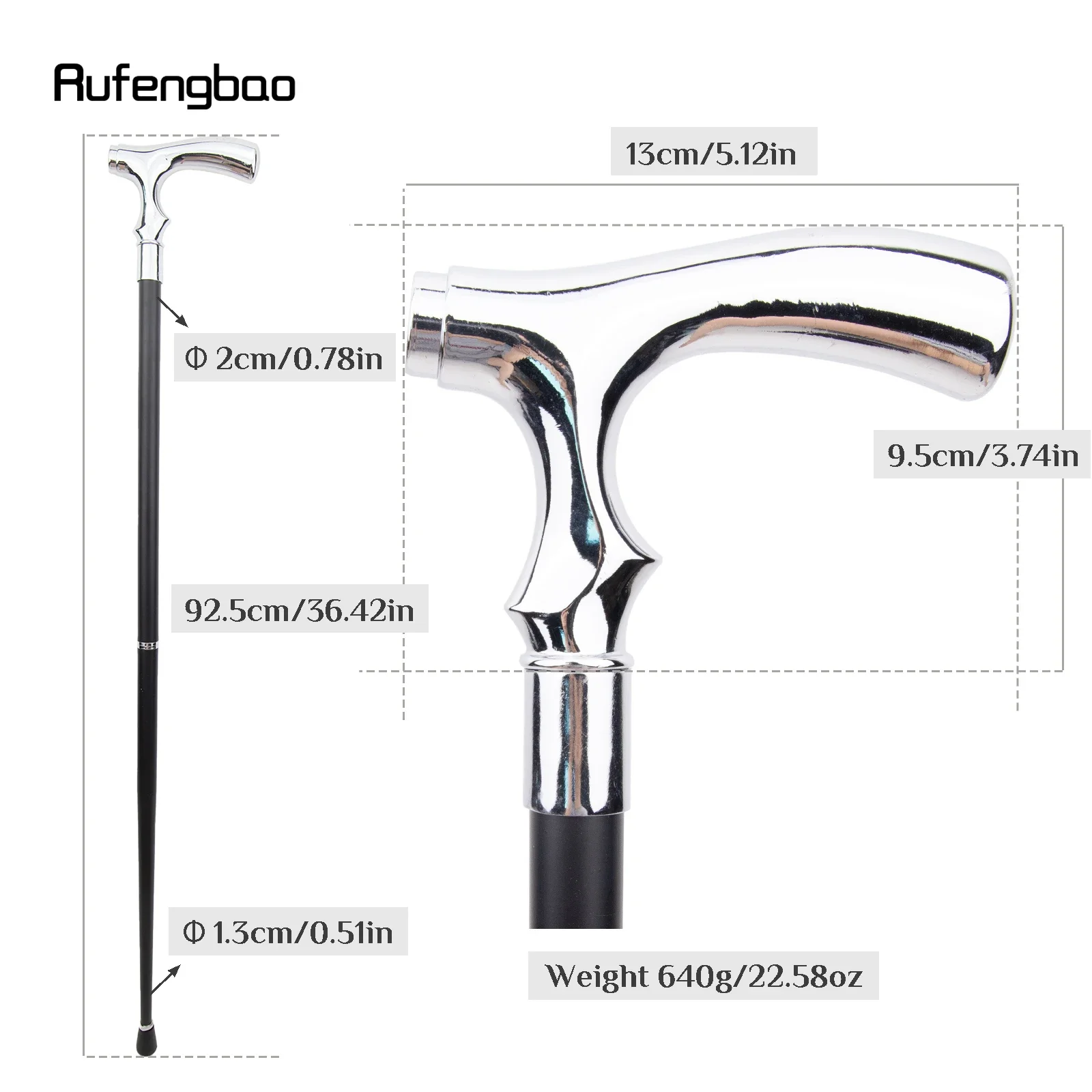 White T Shape Fashion Gentleman Decorative Stick - 36" Vintage-Inspired Cane for Cosplay, Steampunk, and Costume Parties