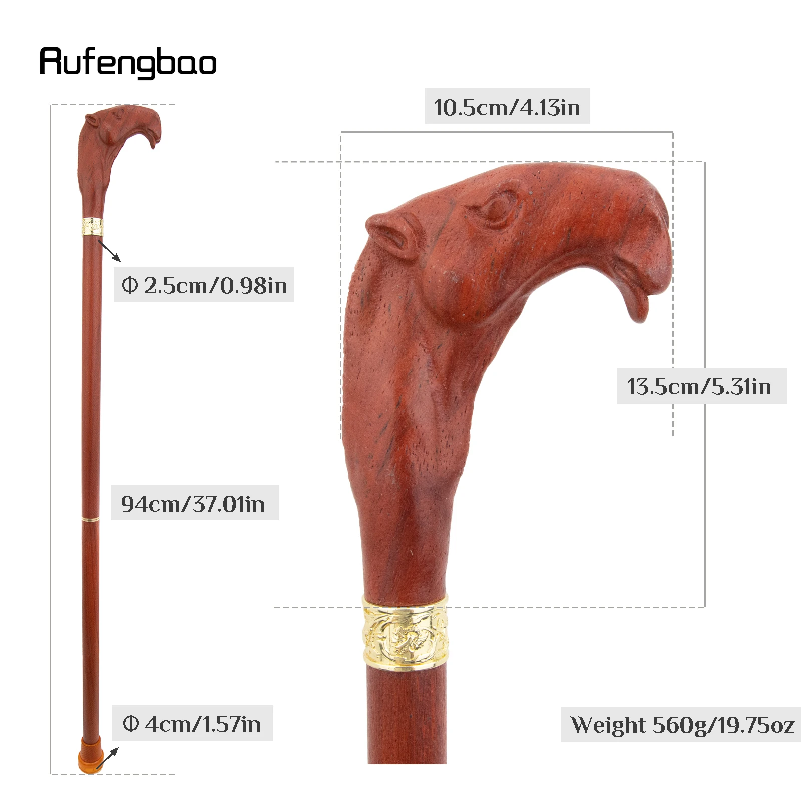 Brown Red Camel Wooden Fashion Stick Decorative Vampire Cospaly Party Wood Cane Mace Wand Crosier 94cm Performance Stage Cane