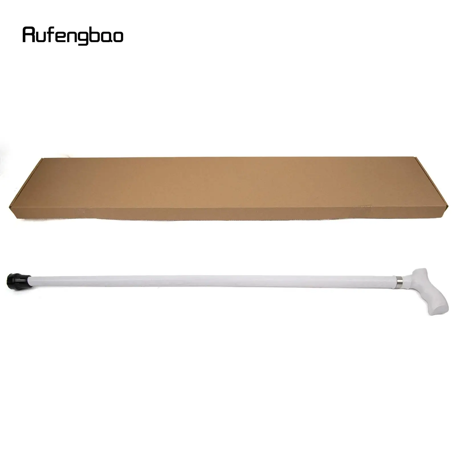 White Trapezoidal Handle Wooden Single Joint Fashion Stick Cane Halloween Mace Crutch Wand Crosier Performance Stage Cane 94cm