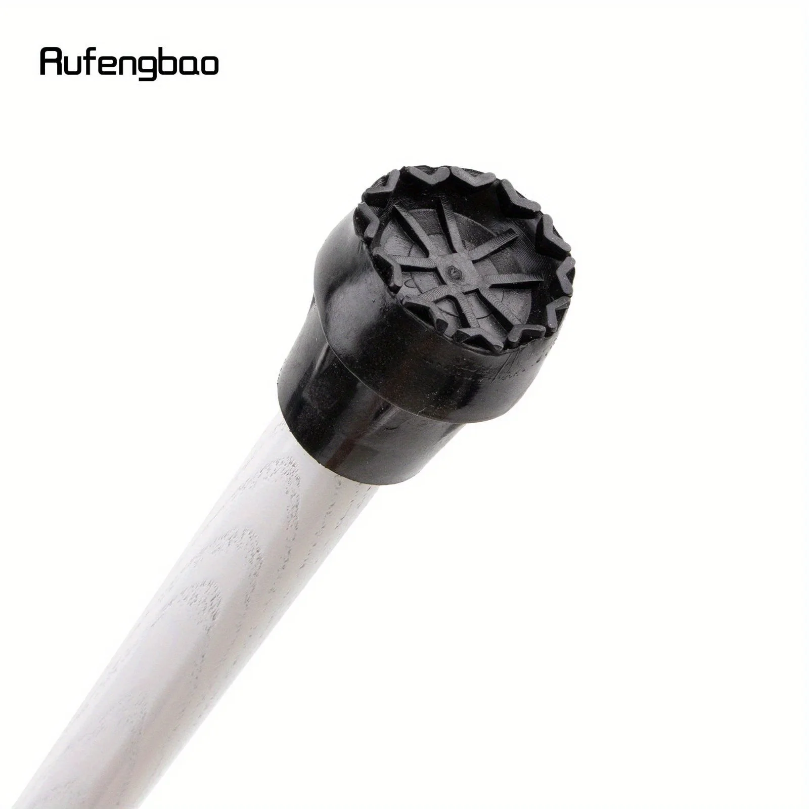White Trapezoidal Handle Wooden Single Joint Fashion Stick Cane Halloween Mace Crutch Wand Crosier Performance Stage Cane 94cm