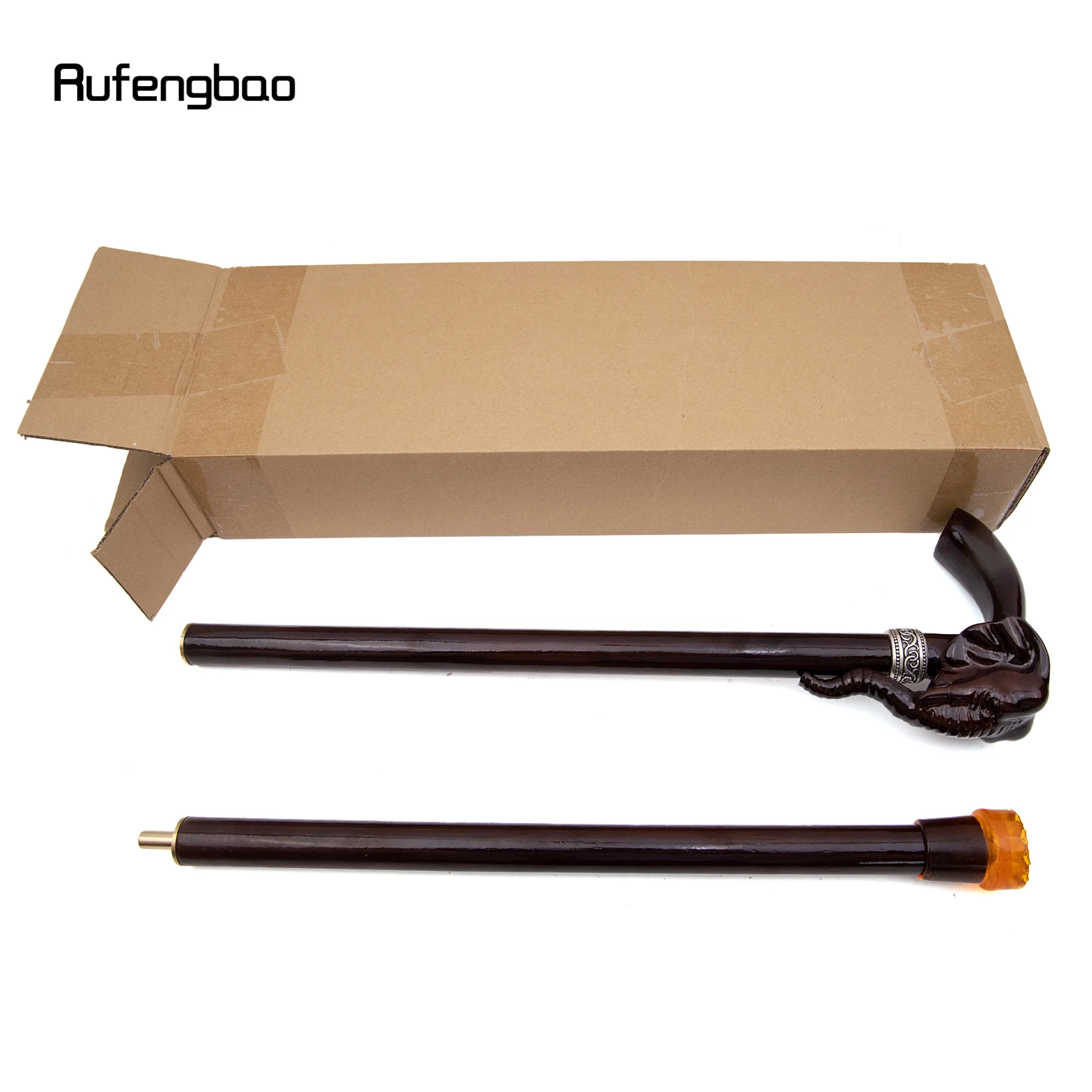 Elephant Brown Wooden Fashion Walking Stick Decorative Vampire Cospaly Party Wood Walking Cane Halloween Mace Wand Crosier 90cm