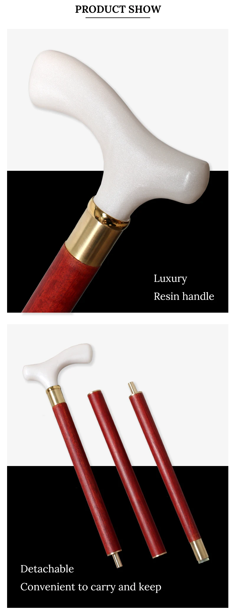 White Resin Handle African Wooden Luxury Walking Stick Men And Women Fashion Elegant Walking Stick Vintage Walking Canes