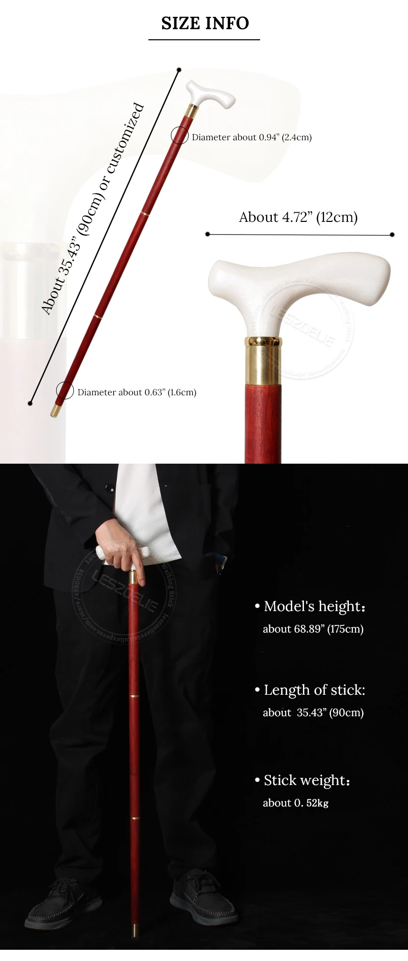 White Resin Handle African Wooden Luxury Walking Stick Men And Women Fashion Elegant Walking Stick Vintage Walking Canes