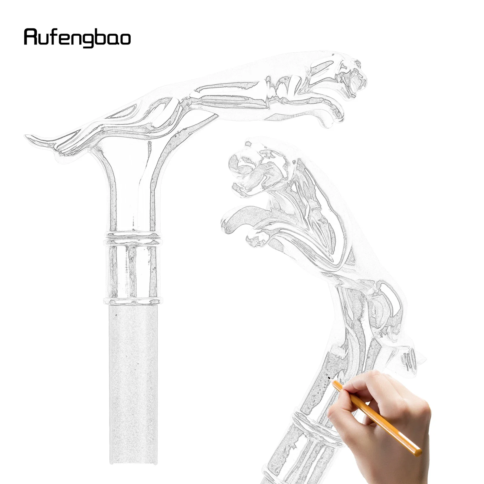 Golden Black Leopard with Tail Fashion Walking Stick for Party Decorative Walking Cane Elegant Crosier Knob Walking Stick 93cm