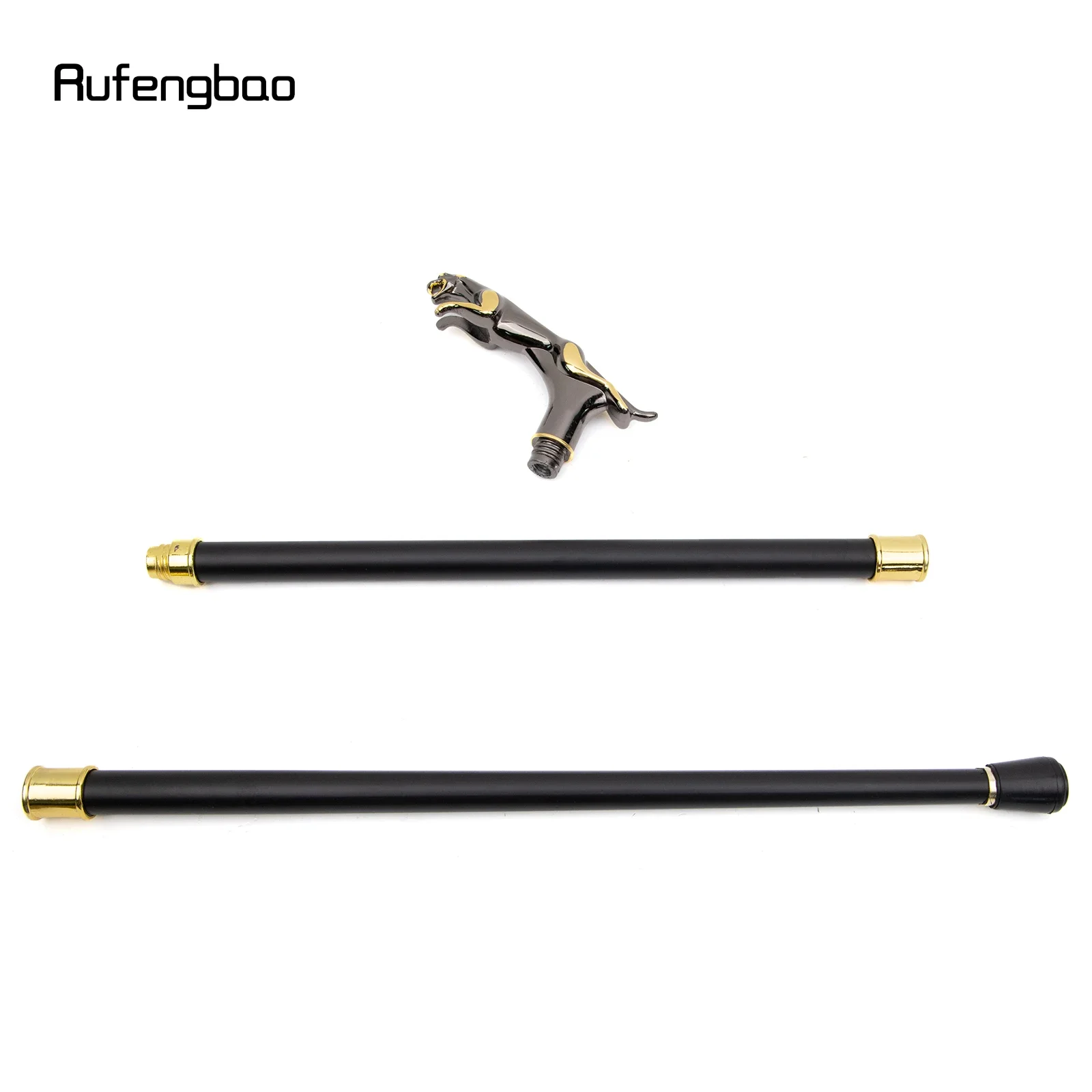 Golden Black Leopard with Tail Fashion Walking Stick for Party Decorative Walking Cane Elegant Crosier Knob Walking Stick 93cm