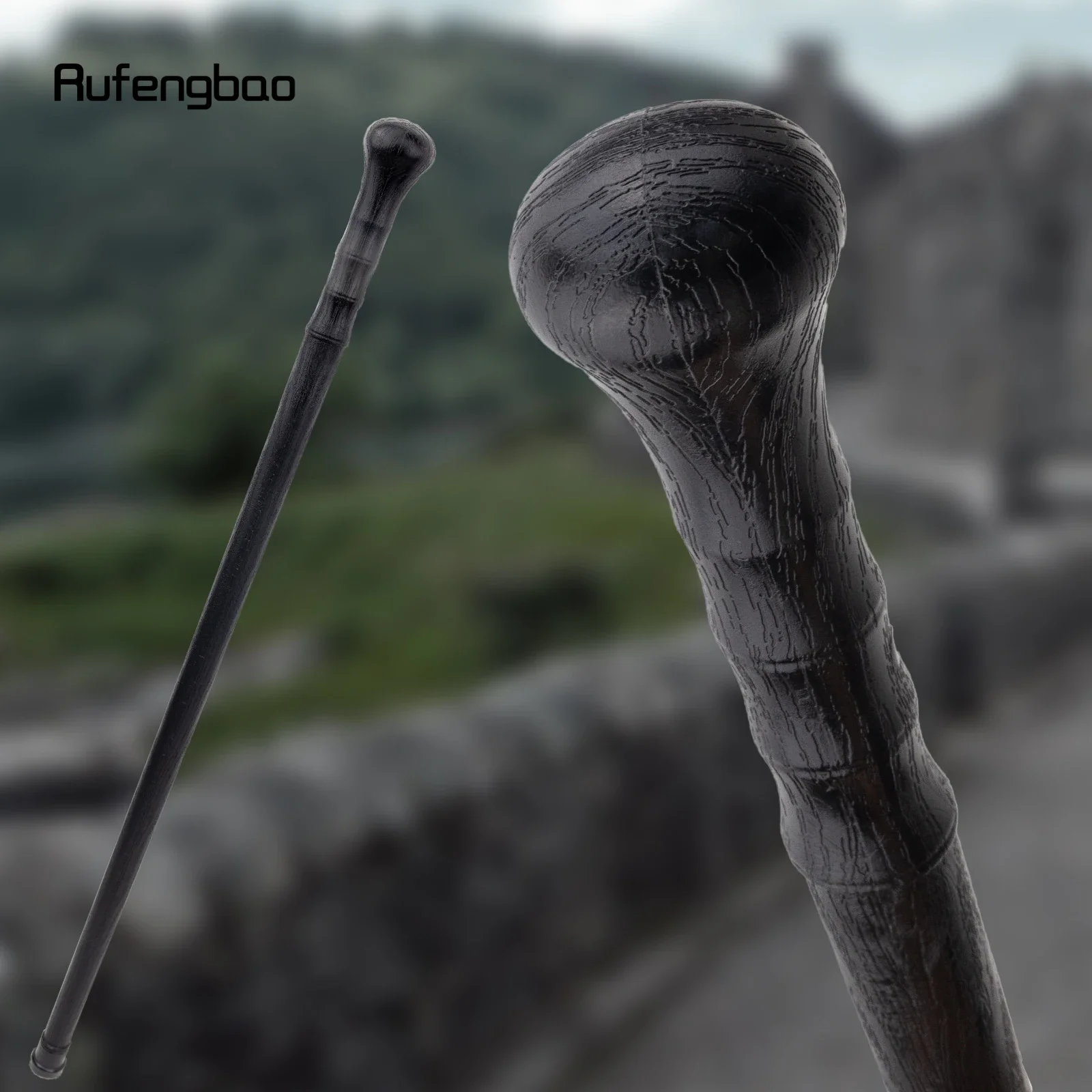 Black PVC Walking Cane Fashion Decorative ABS Plastic Stick Elegant Cosplay Cane Knob Crosier 95cm Performance Stage Cane