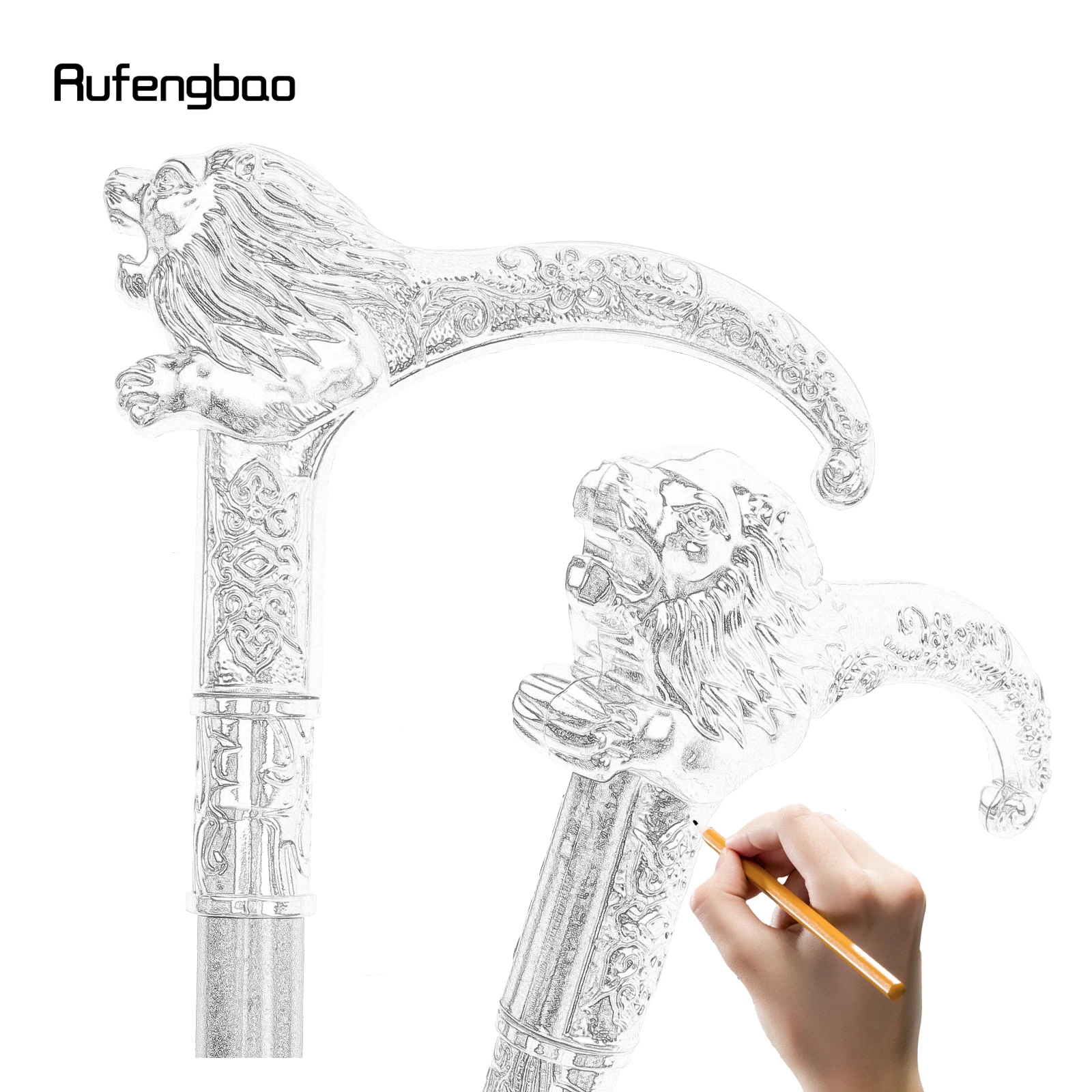 Golden Luxury Lion Handle Fashion Walking Stick for Party Decorative Walking Cane Elegant Crosier Knob Walking Stick 95cm