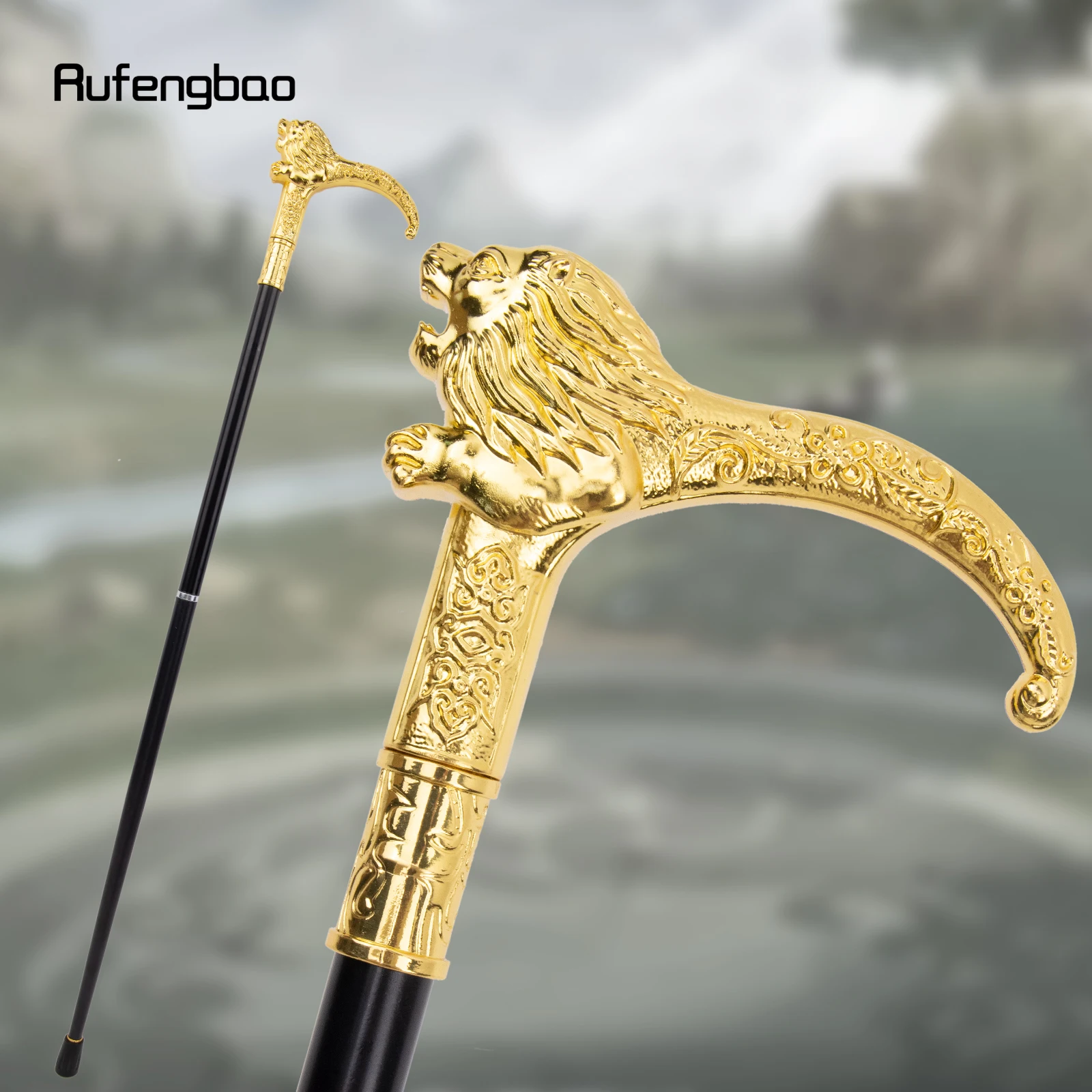 Golden Luxury Lion Handle Fashion Walking Stick for Party Decorative Walking Cane Elegant Crosier Knob Walking Stick 95cm
