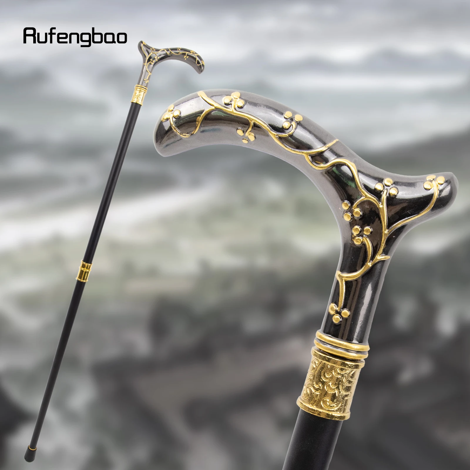 Golden Black Plum Blossom Flower Fashion Walking Stick Decorative Stick Cospaly Vintage Fashionable Walking Cane Crosier 93cm