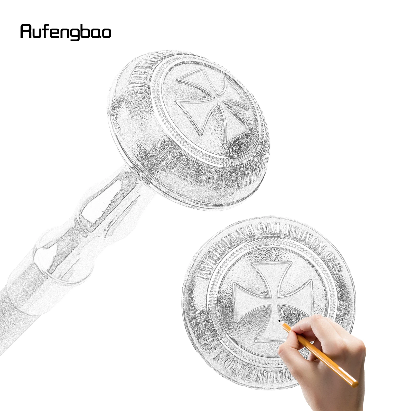 Red Cross Freemasonry Freemasons Totem Relief Walking Cane Fashion Walking Stick Gentleman Crosier Knob Walking Stick 93cm