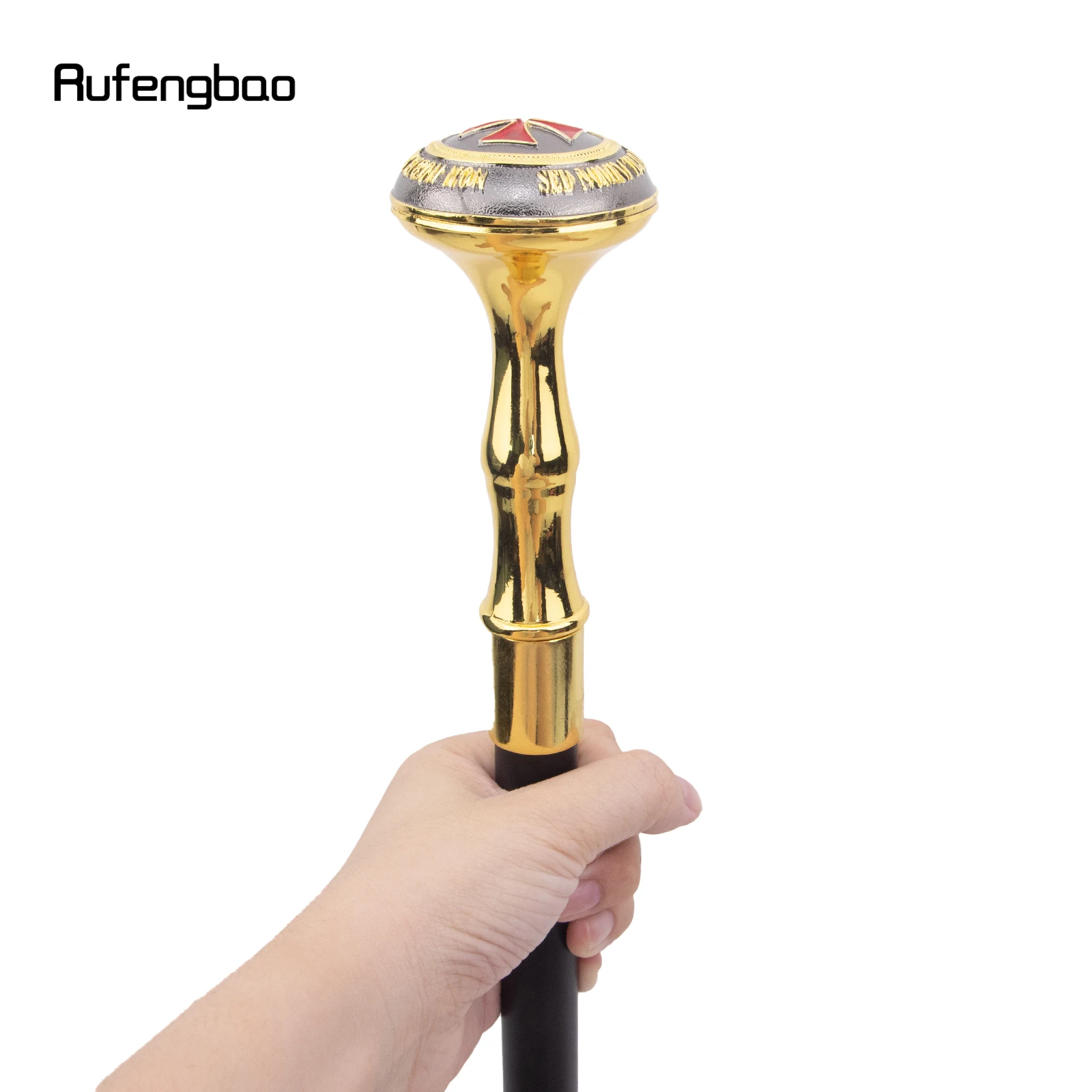 Red Cross Freemasonry Freemasons Totem Relief Walking Cane Fashion Walking Stick Gentleman Crosier Knob Walking Stick 93cm