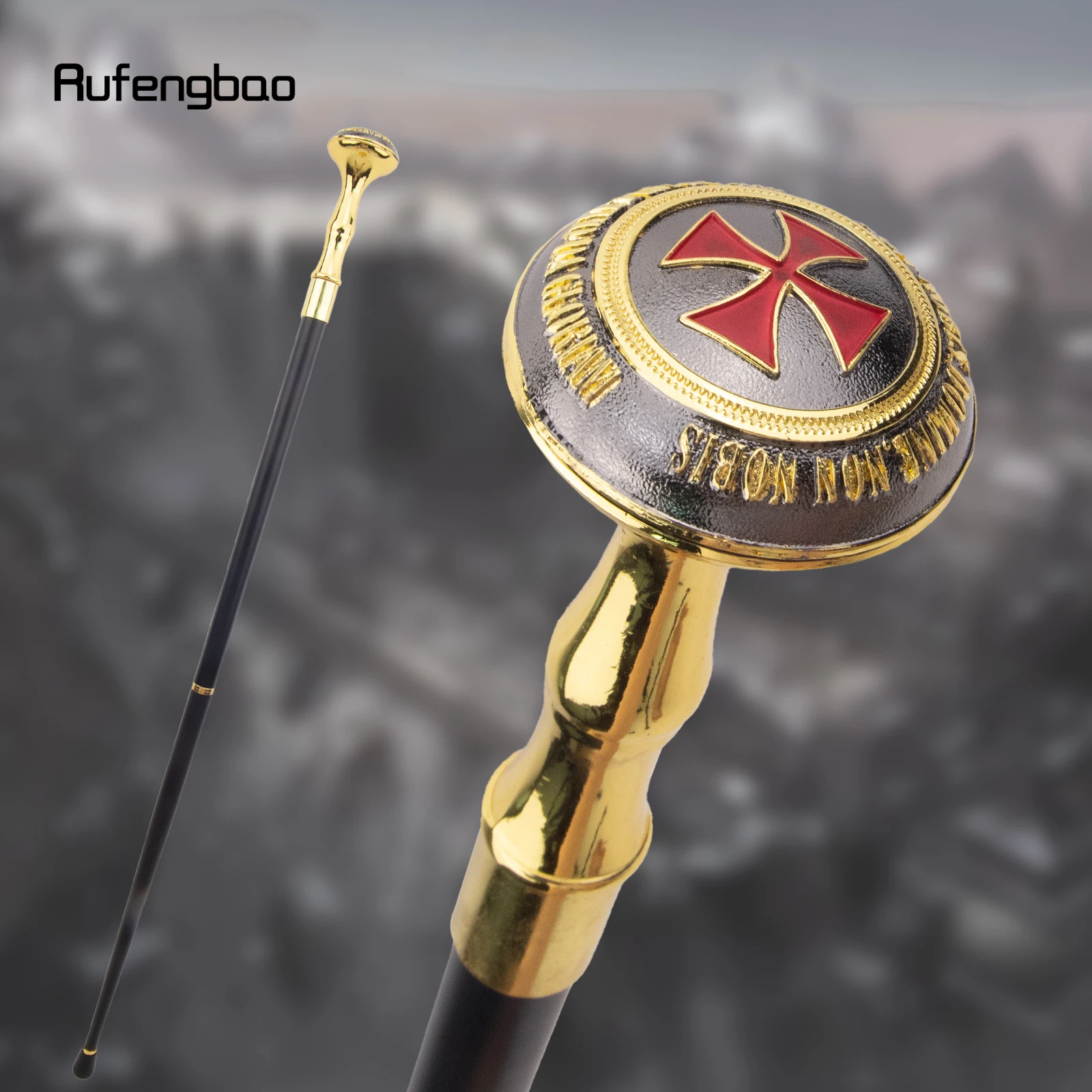 Red Cross Freemasonry Freemasons Totem Relief Walking Cane Fashion Walking Stick Gentleman Crosier Knob Walking Stick 93cm
