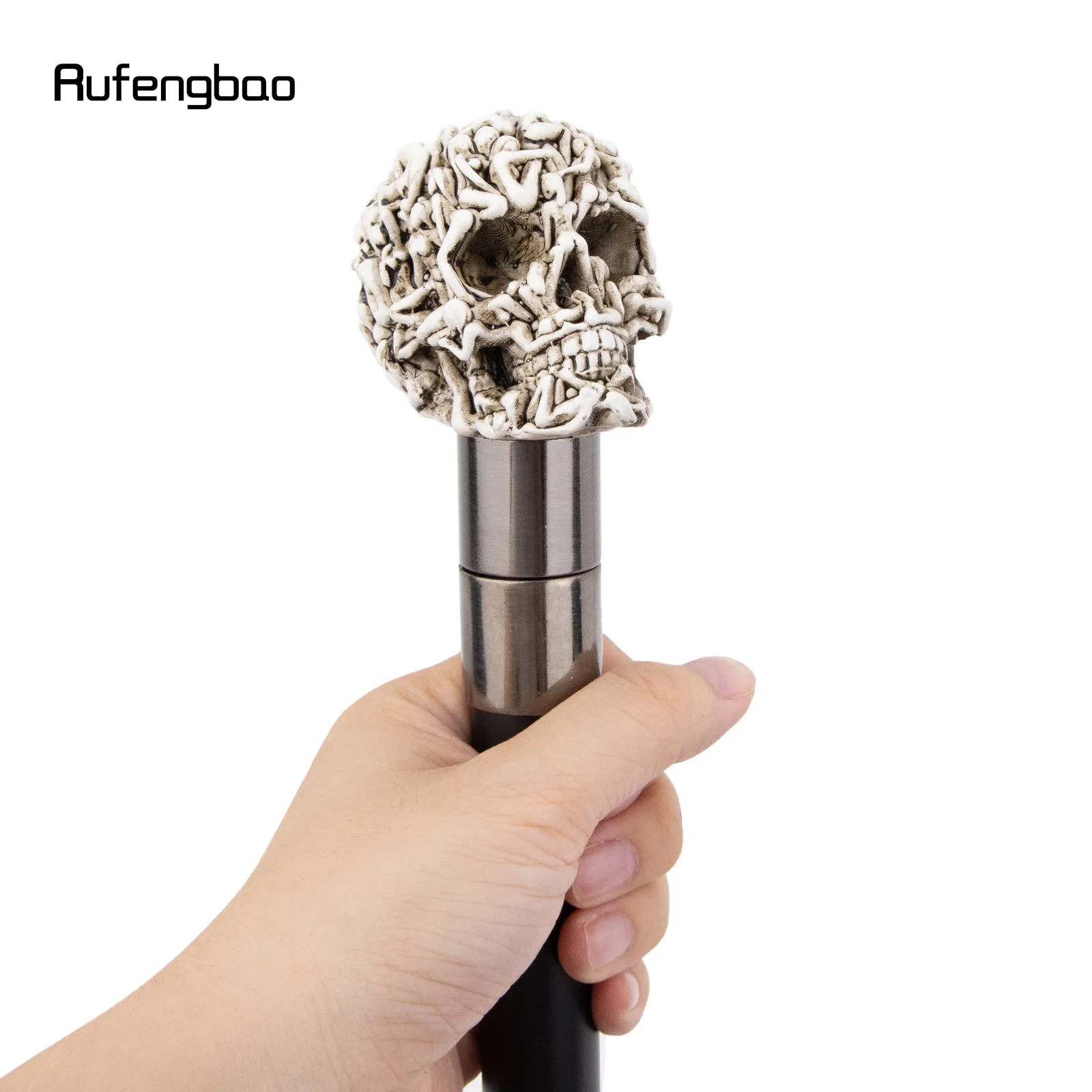 White Resin Skull Head Walking Cane Fashion Decorative Steel Stick Gentleman Elegant Cosplay Cane Knob Crosier 92cm