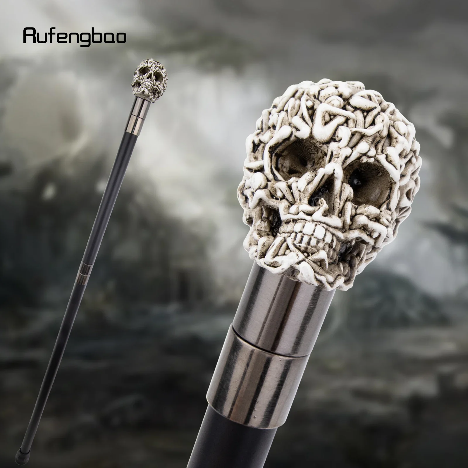 White Resin Skull Head Walking Cane Fashion Decorative Steel Stick Gentleman Elegant Cosplay Cane Knob Crosier 92cm