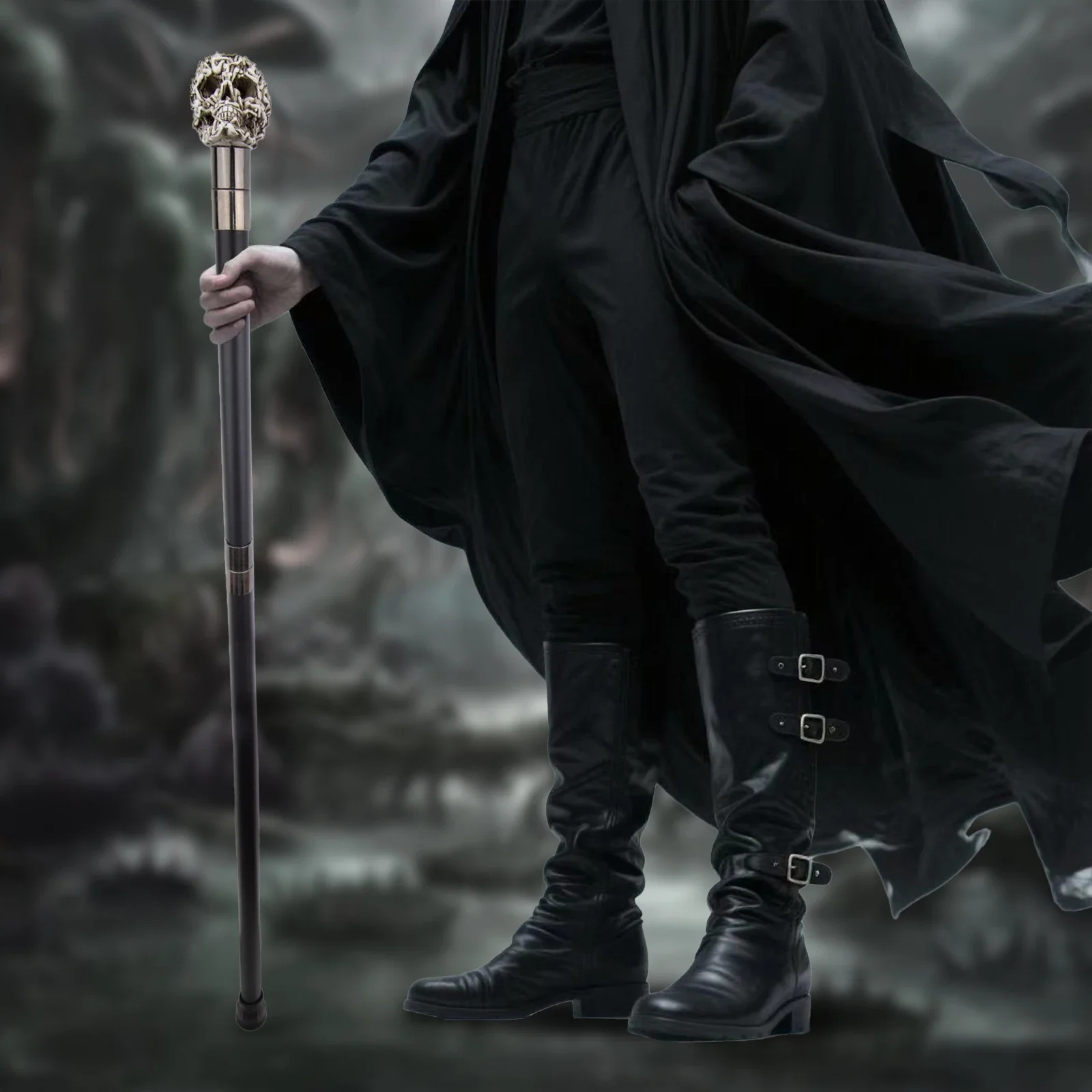 White Resin Skull Head Walking Cane Fashion Decorative Steel Stick Gentleman Elegant Cosplay Cane Knob Crosier 92cm