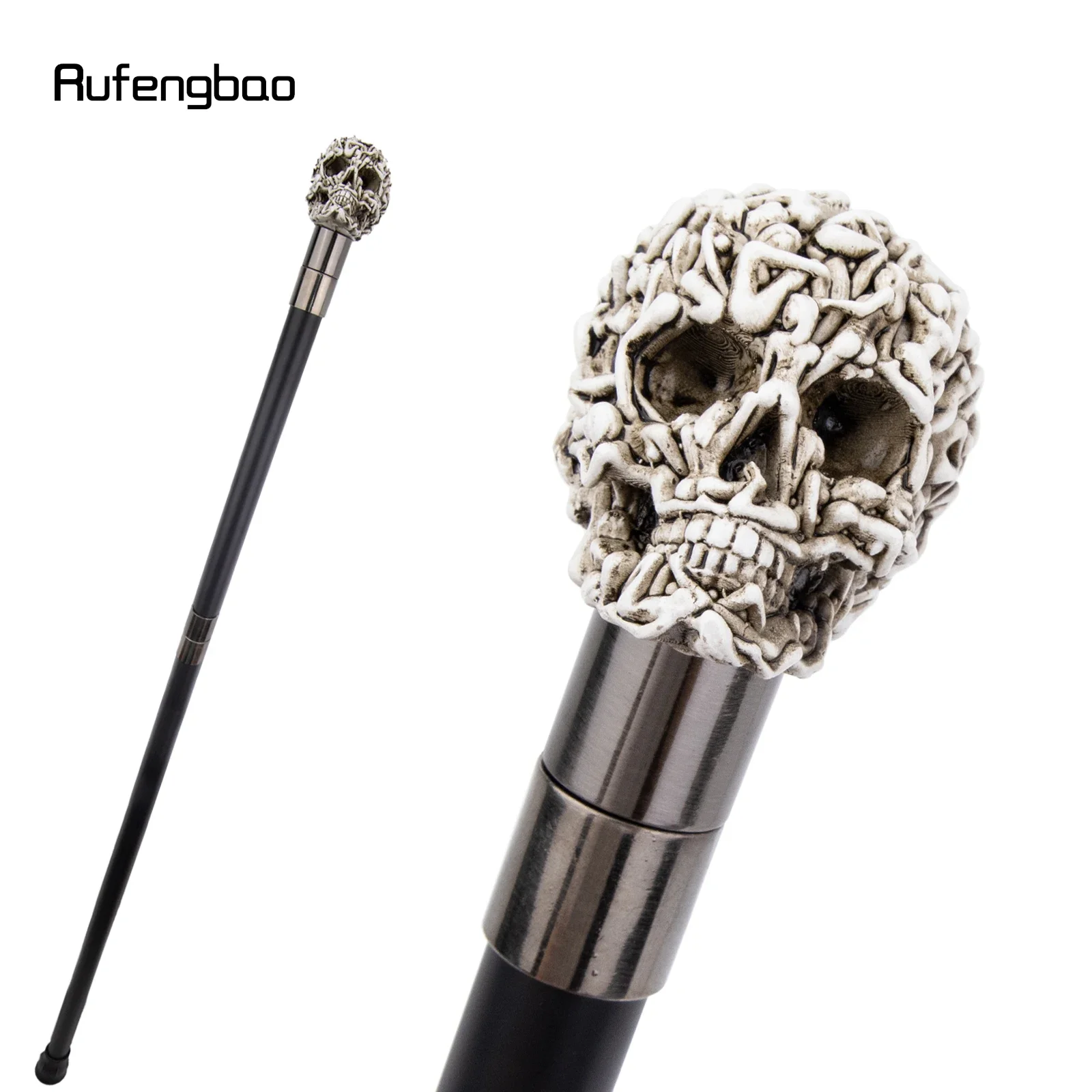 White Resin Skull Head Walking Cane Fashion Decorative Steel Stick Gentleman Elegant Cosplay Cane Knob Crosier 92cm